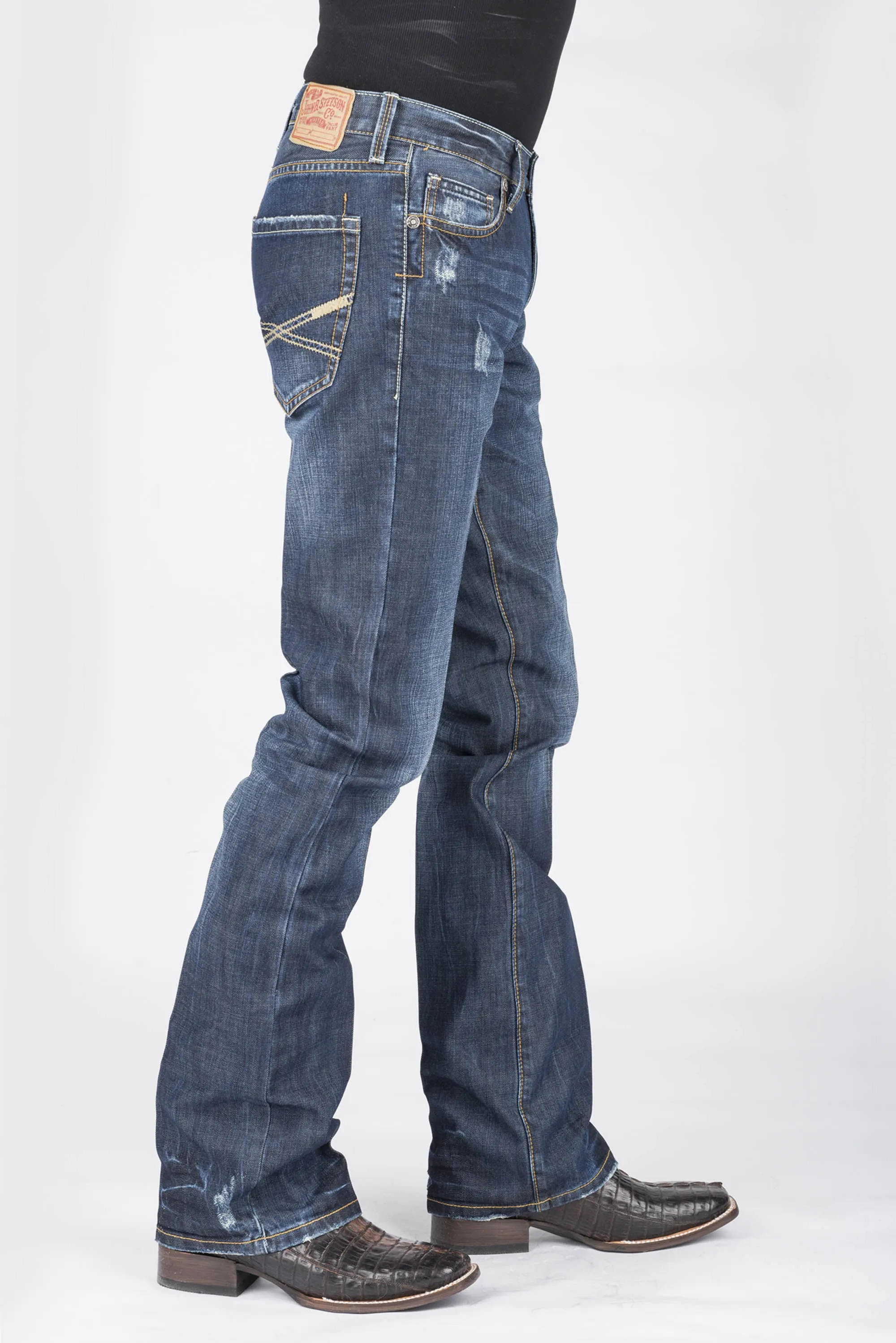 1014 Fit Destructed Dark Wash Jeans