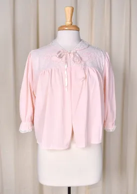 1950s Pink & Lace Collar Bed Jacket