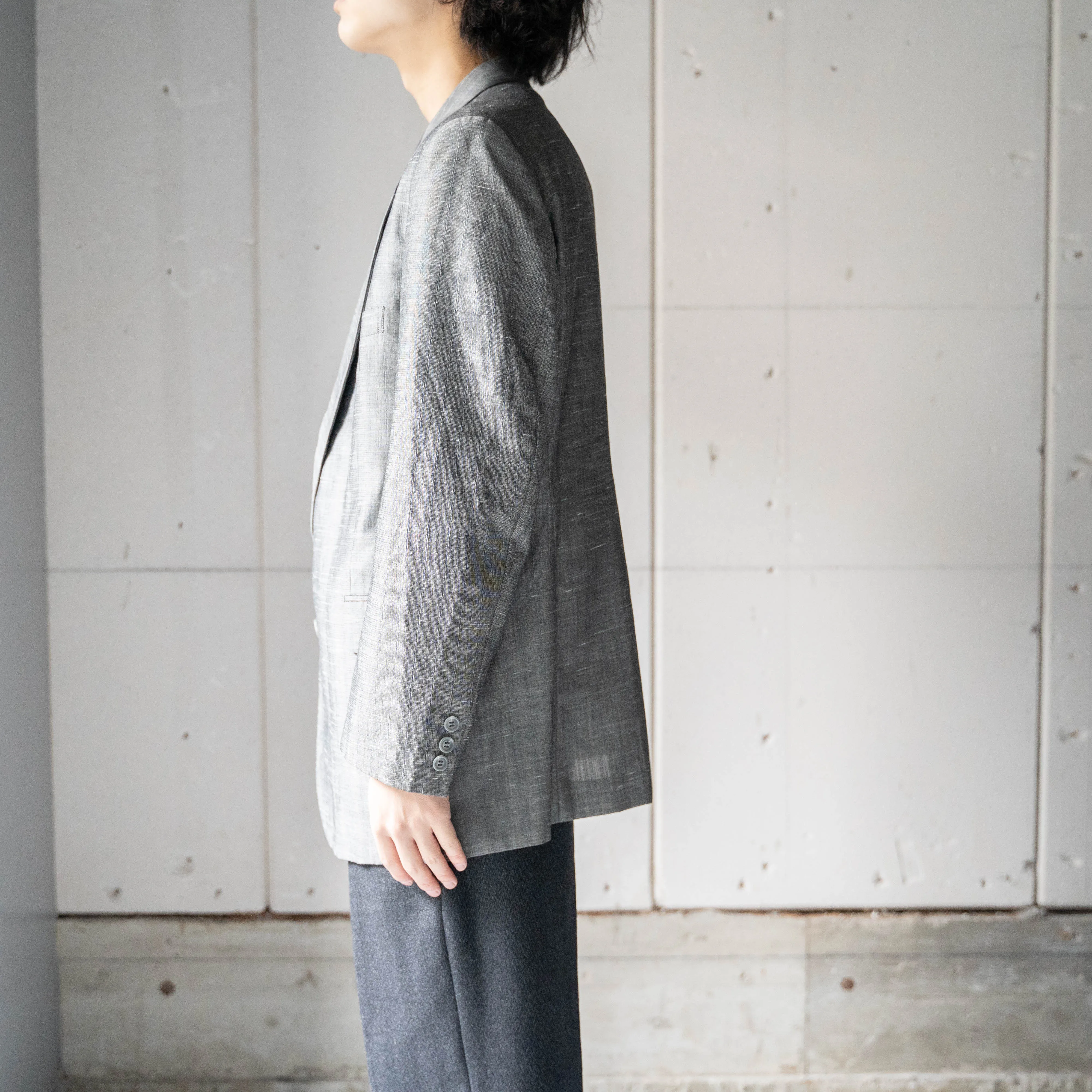 1970-80s Japan vintage gray tailored jacket -splashed pattern-