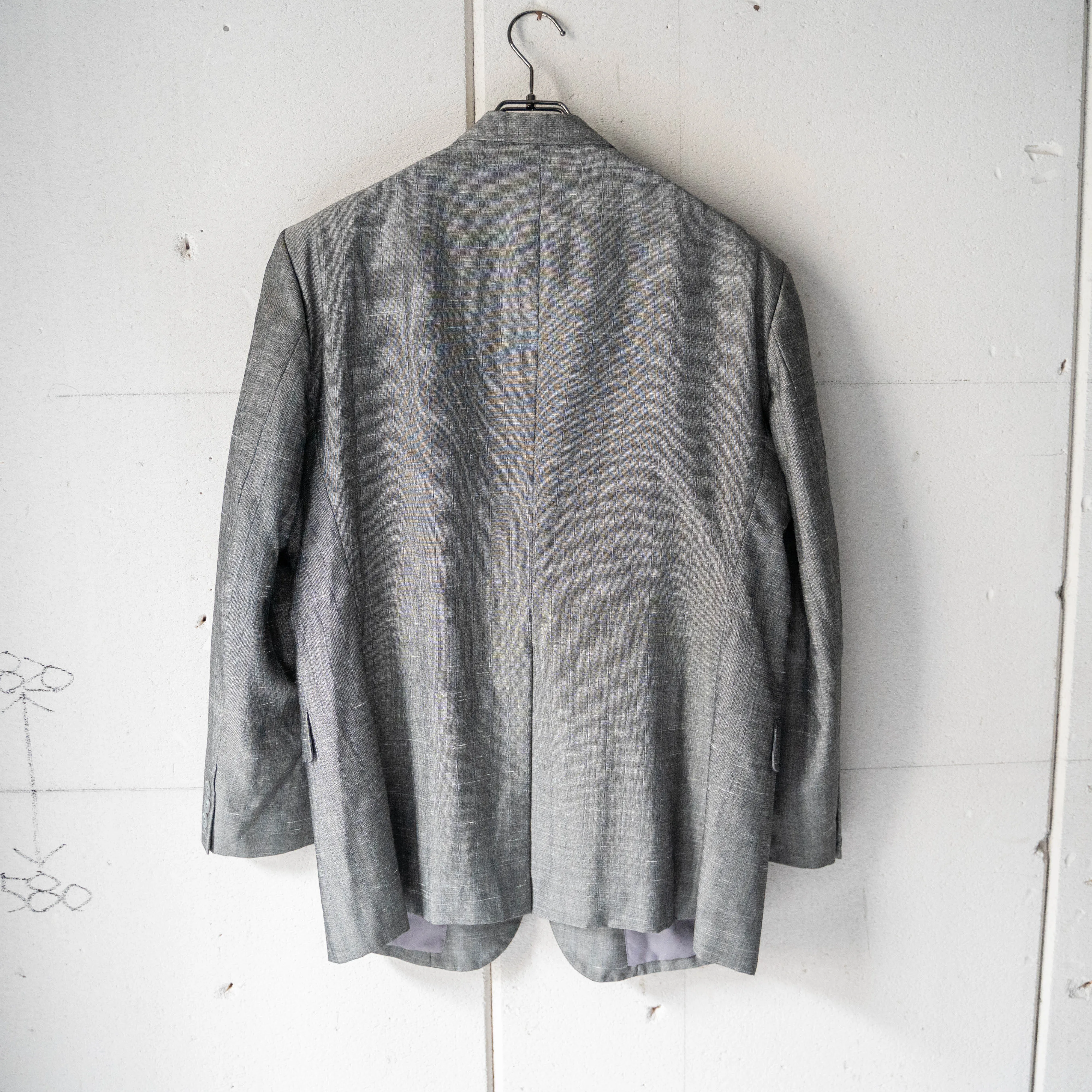 1970-80s Japan vintage gray tailored jacket -splashed pattern-