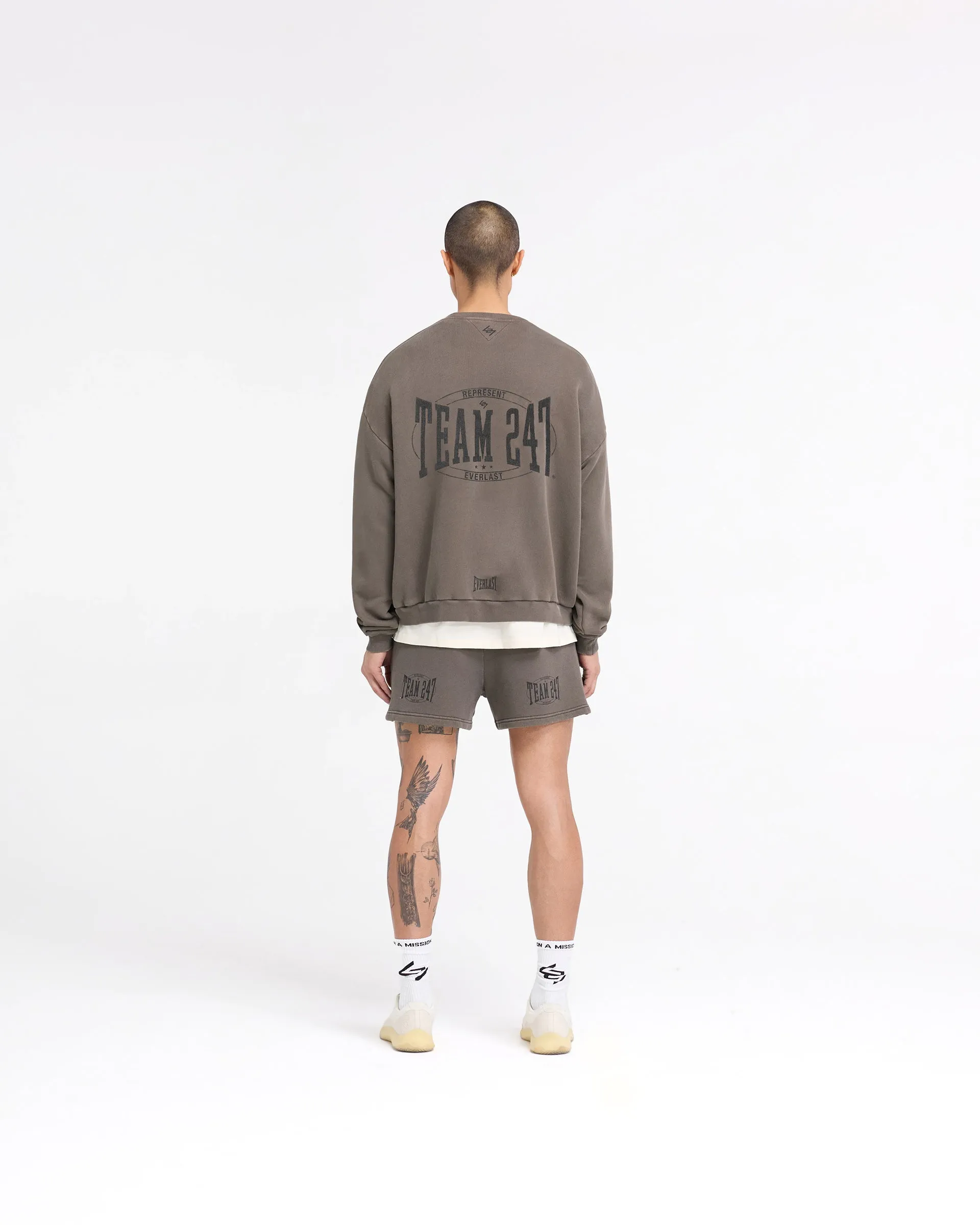 247 X Everlast Training Camp Boxy Sweater - Washed Brown