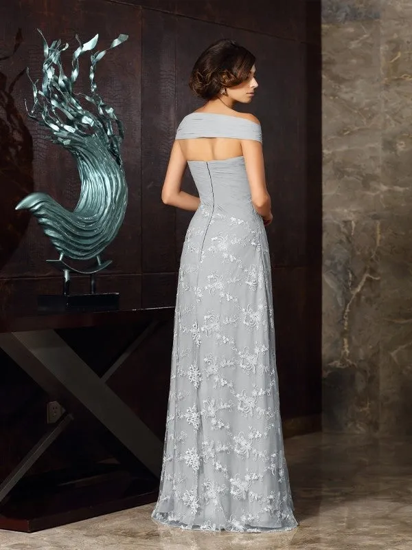 A-Line Chiffon Off-the-Shoulder Sleeveless Floor-Length With Applique Mother of the Bride Dresses