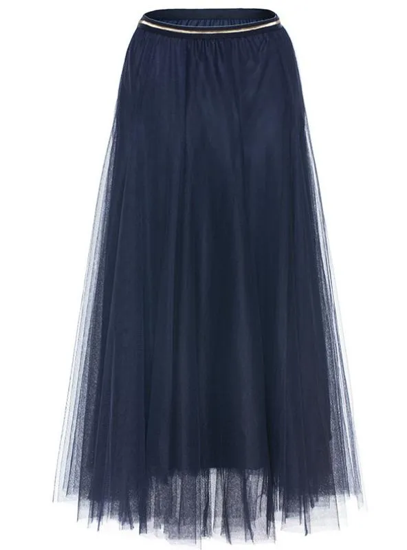 A-Shaped Gauze Skirt Tea-Length Dress