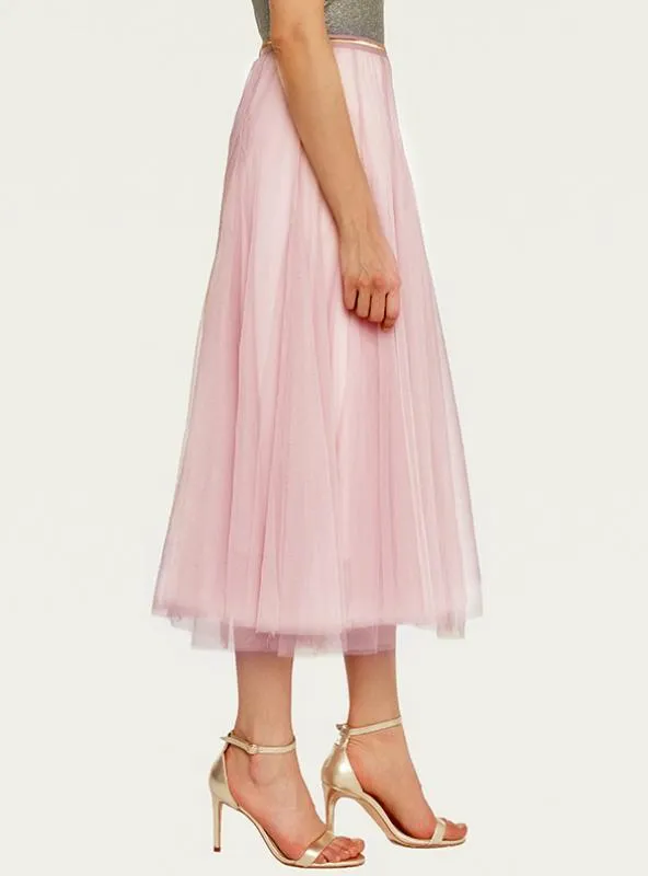 A-Shaped Gauze Skirt Tea-Length Dress