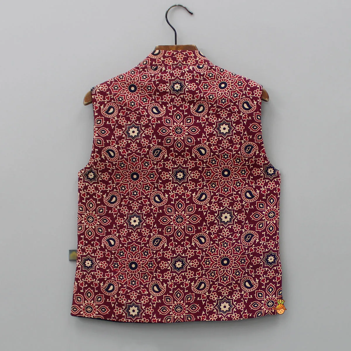 Ajrakh Printed Front Open Red Jacket