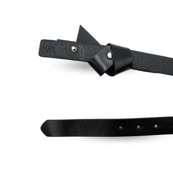 ALEXANDRIA - Women's Black Genuine Leather Knot Belt