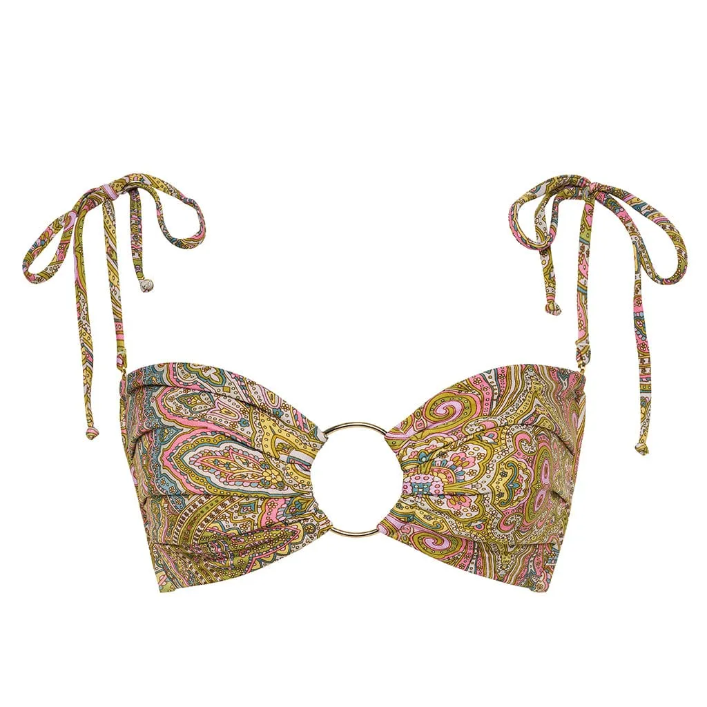 Ali Paisley Tori Ties Bandeau Bikini Top