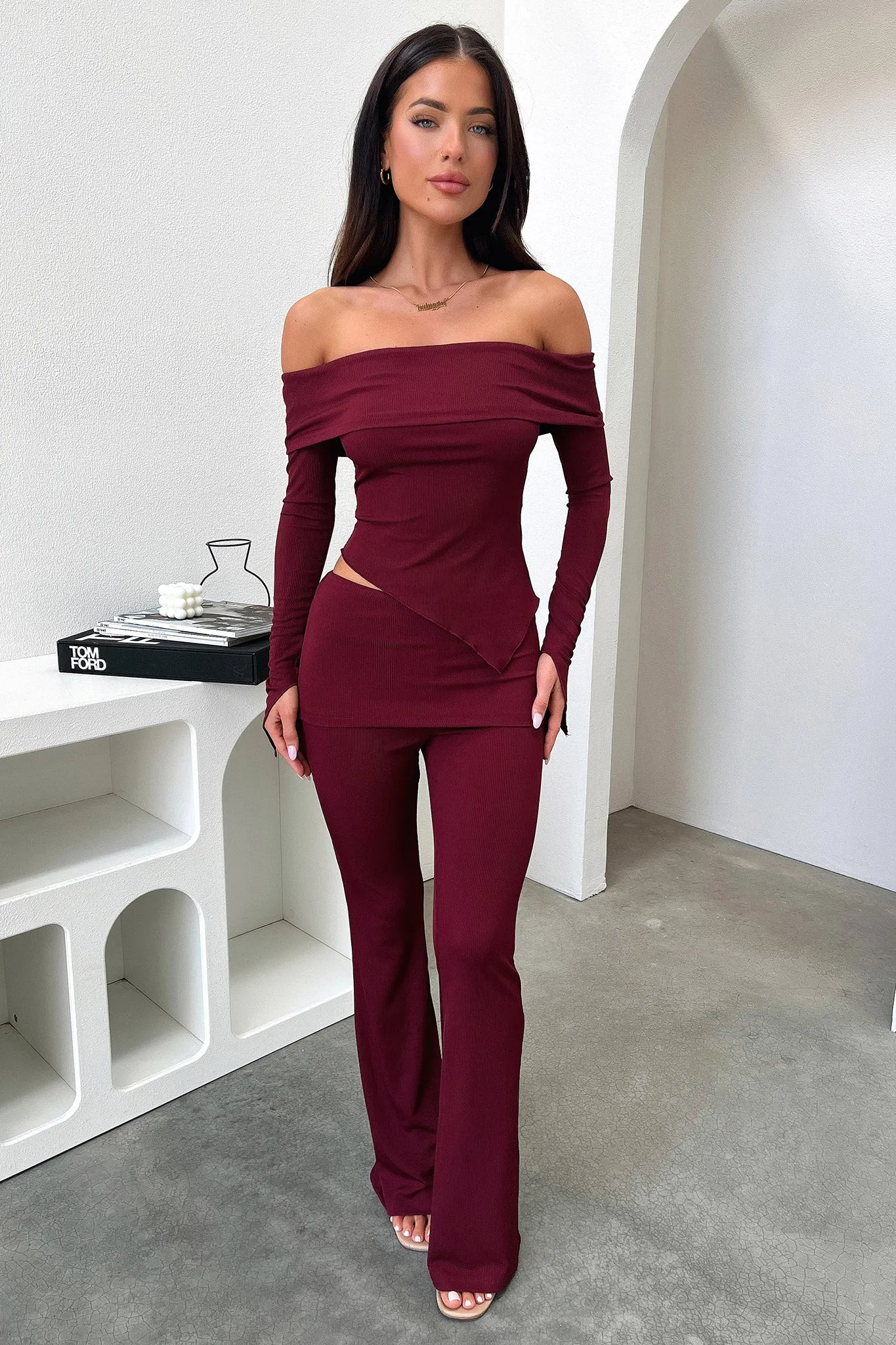 Aniston Top - Burgundy