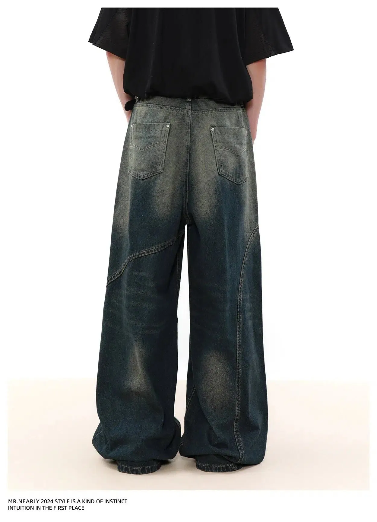 Asymmetric Washed Jeans