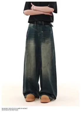 Asymmetric Washed Jeans