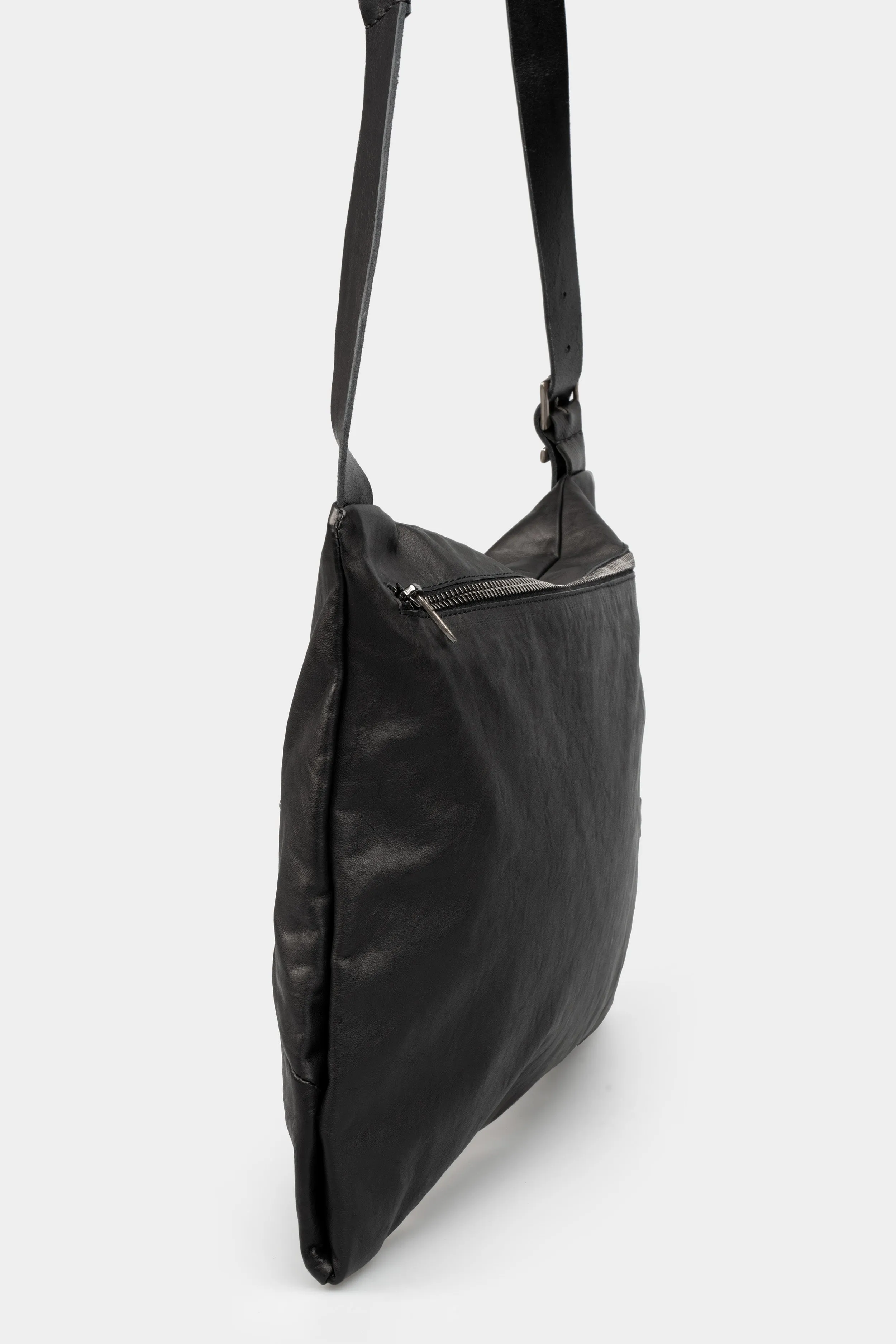 Asymmetrical leather shoulder bag