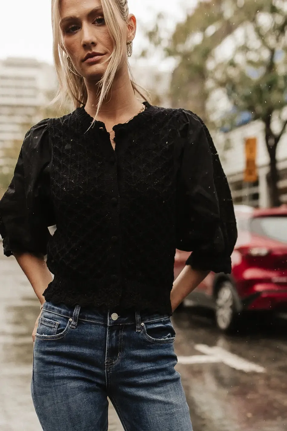 Avery Crochet Cardigan in Black - FINAL SALE