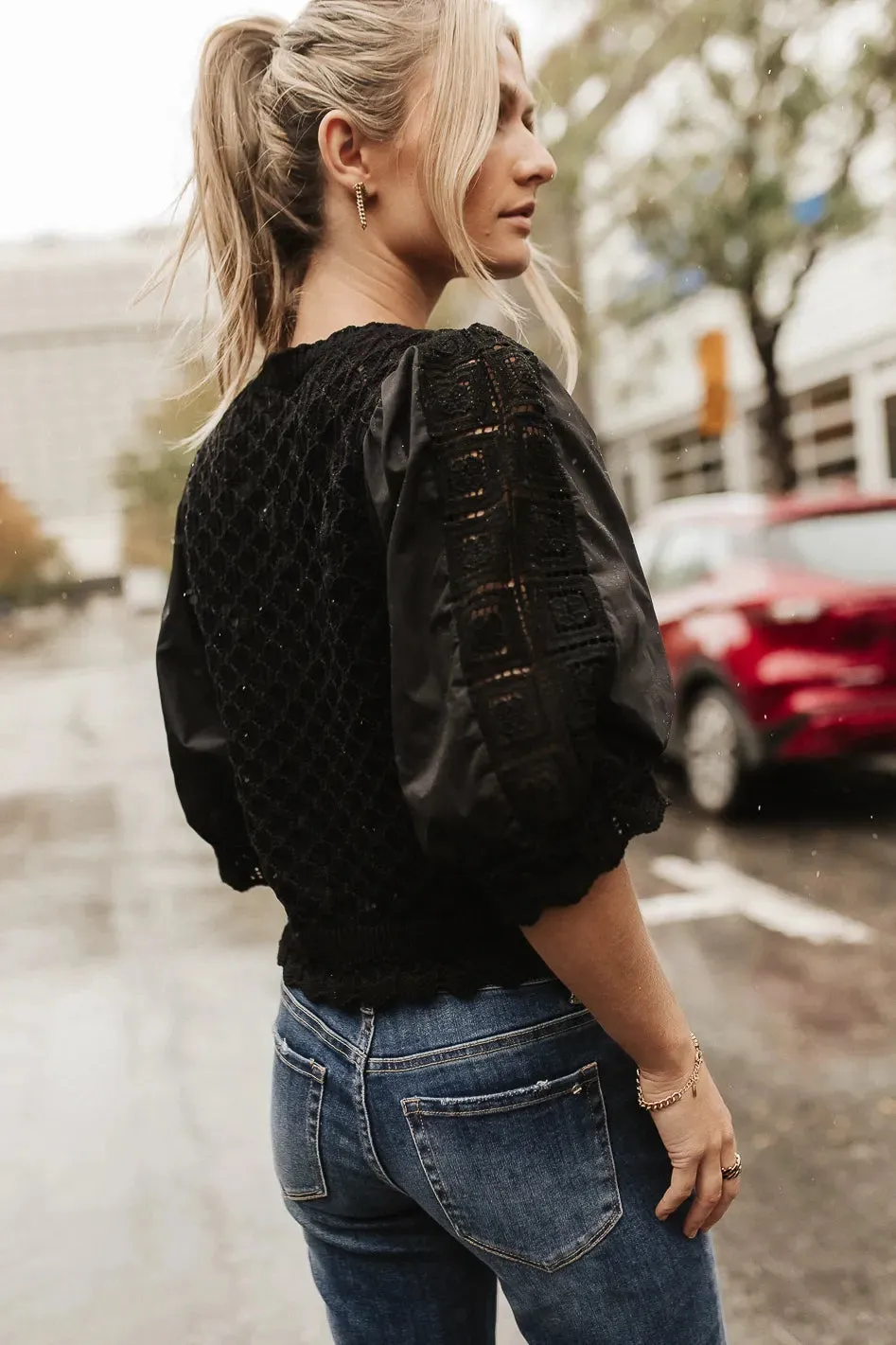 Avery Crochet Cardigan in Black - FINAL SALE