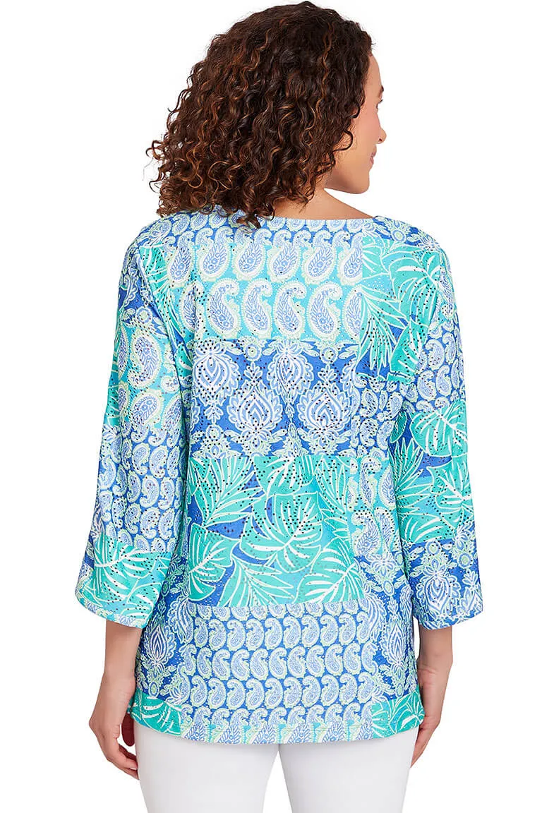 Bali Blue Patchwork Printed Top