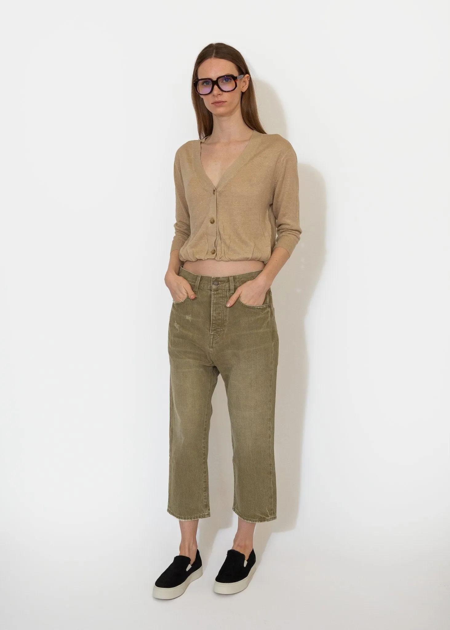 Balloon Cardigan in Khaki