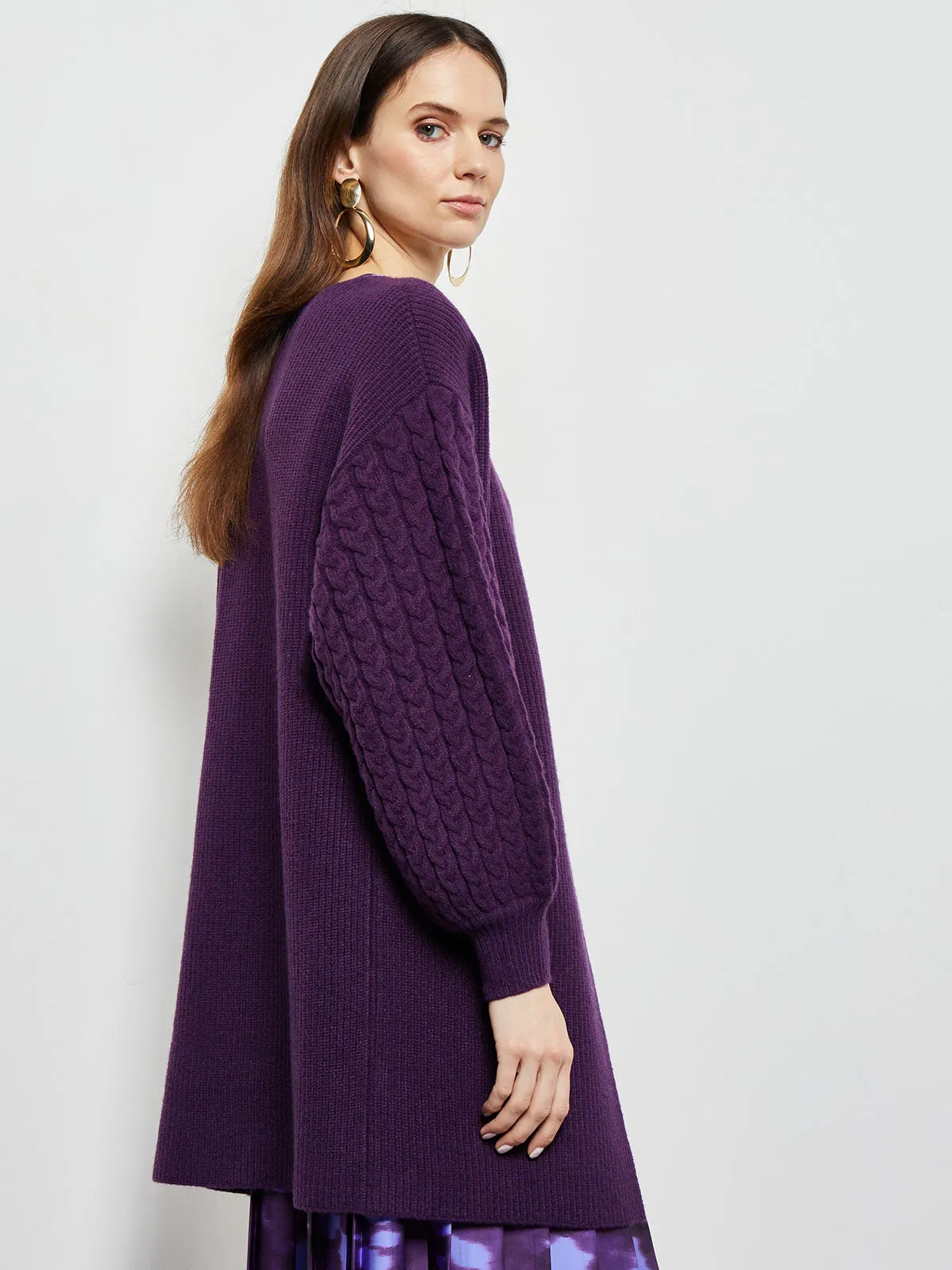 Balloon Sleeve Cardigan - Cozy Knit