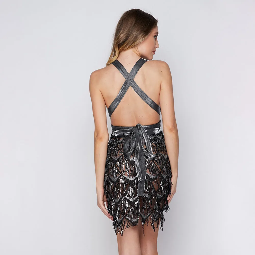 Ballroom Tassel Sequins Mini Dress