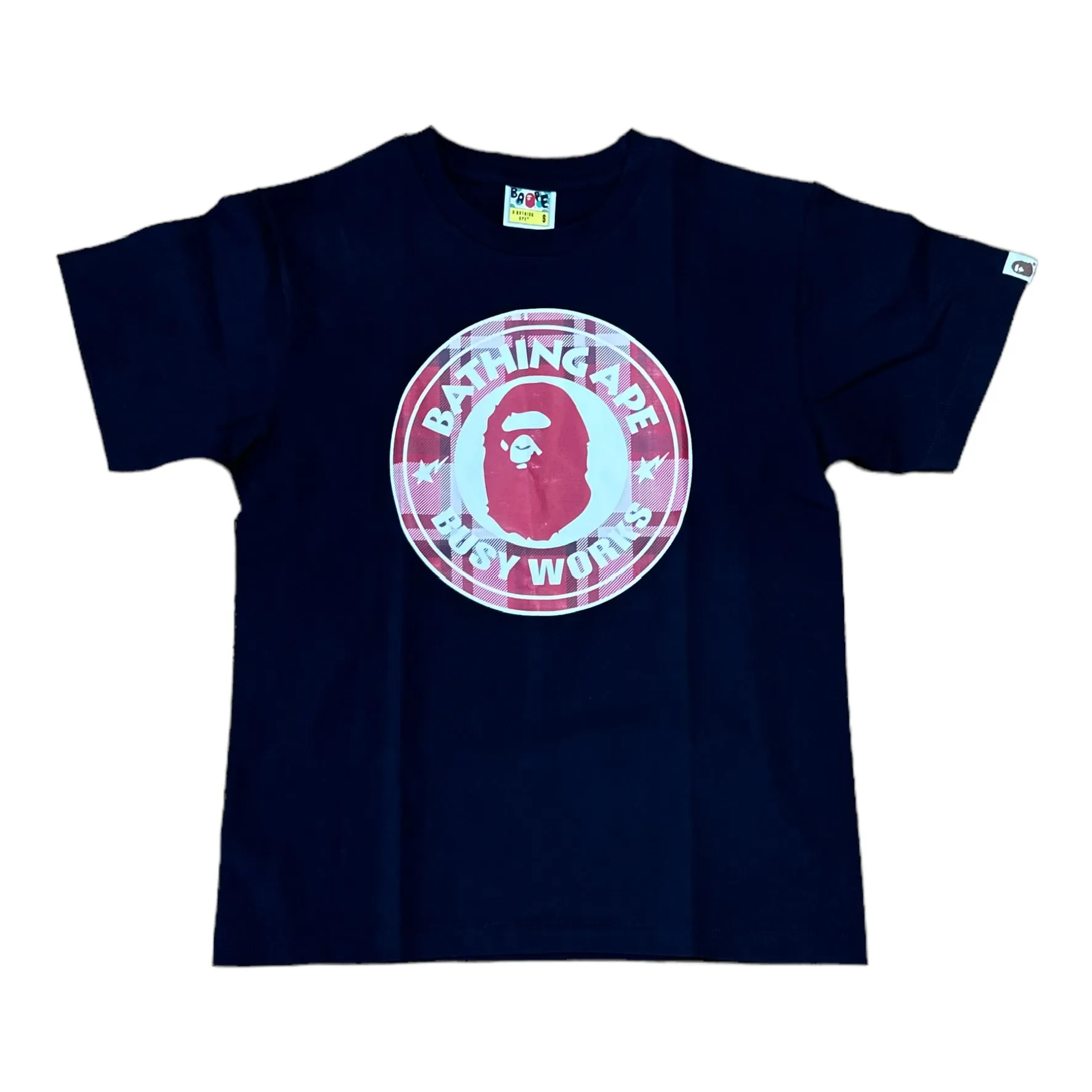 BATHING APE: Plaid Bape Busy Works SS Tee