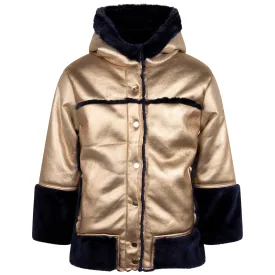 BB Gold Jacket with Navy Fur Trim