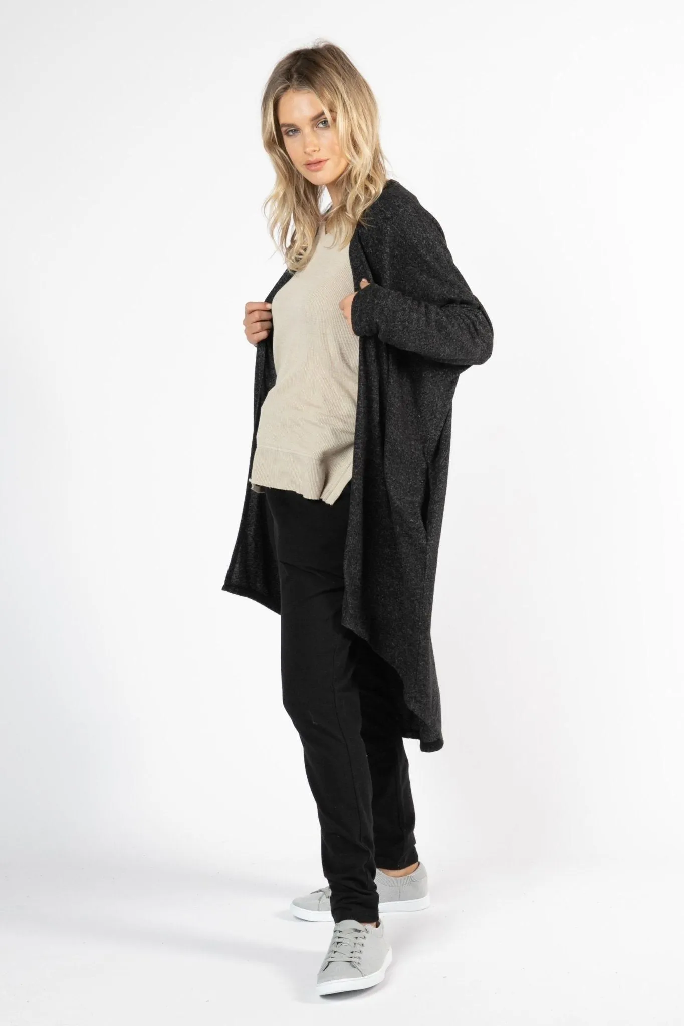 Betty Basics Harlow Cardigan in Charcoal