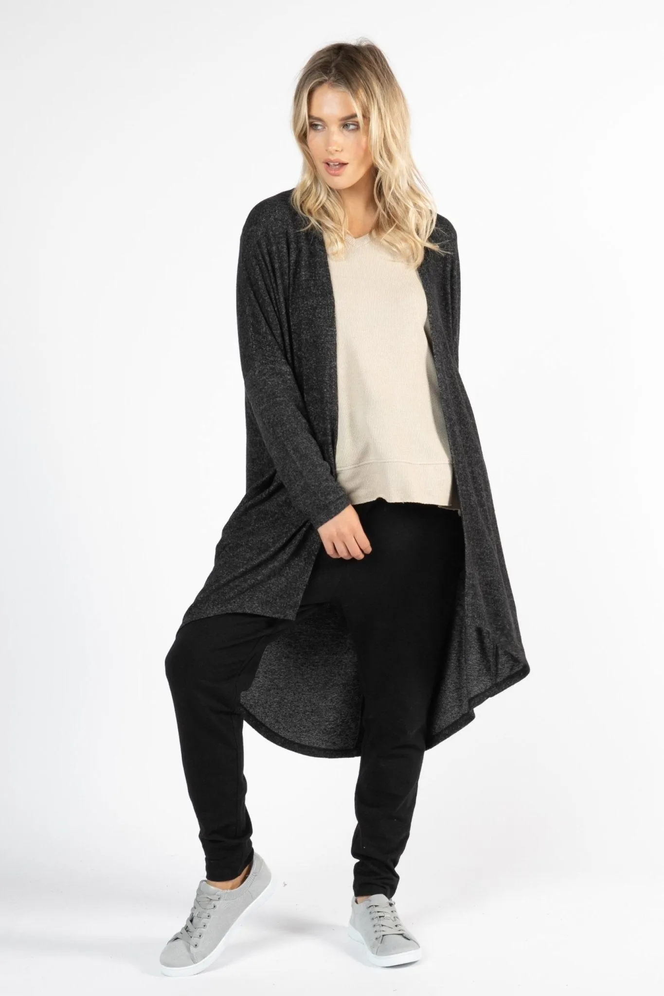 Betty Basics Harlow Cardigan in Charcoal