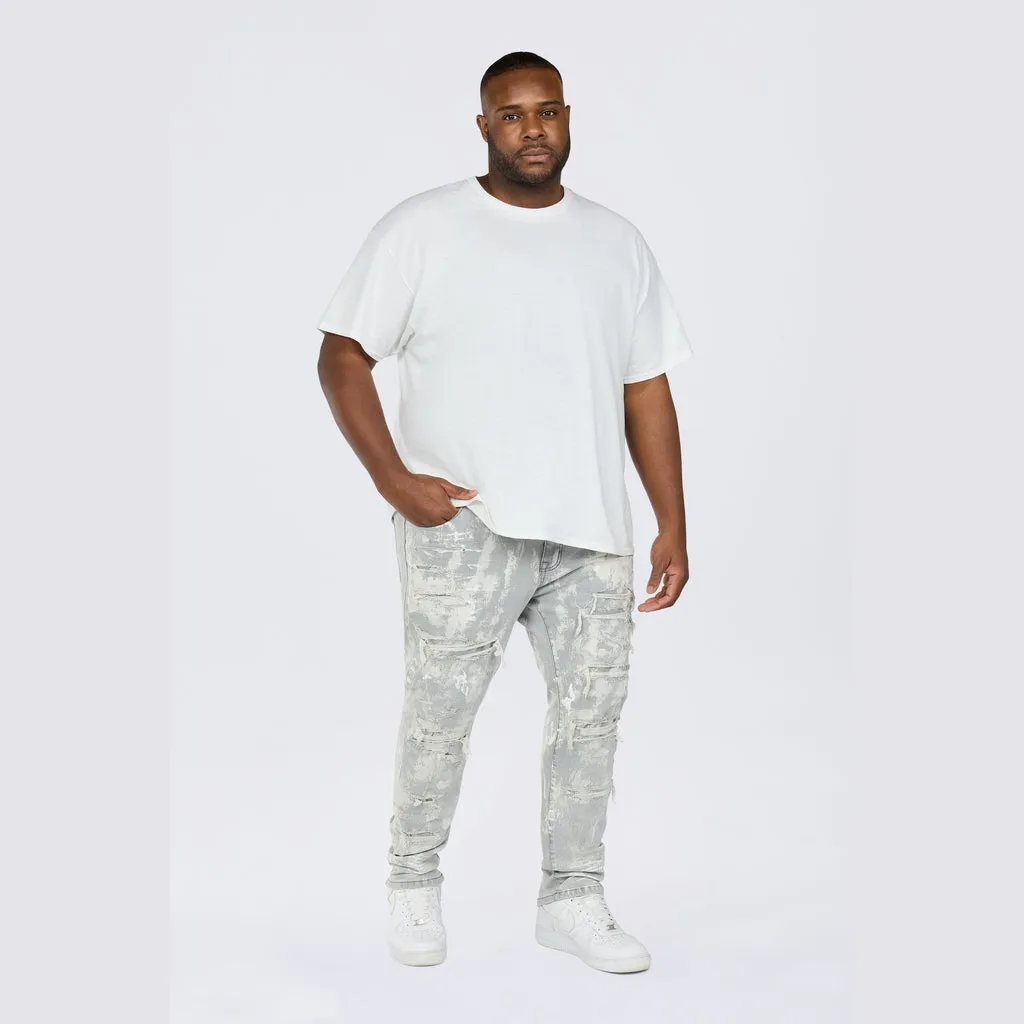 Big and Tall - Wash Heavy Rip & Repair Jeans - Confetti Grey