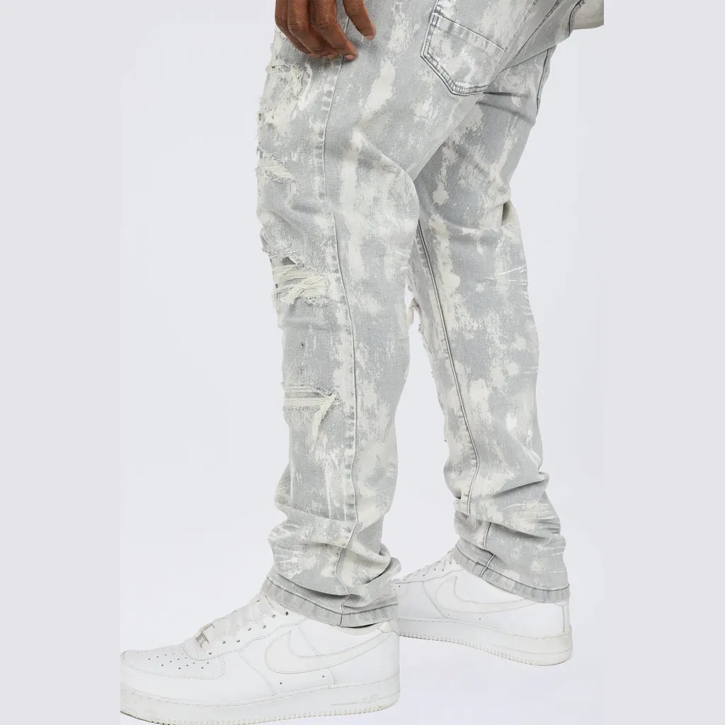 Big and Tall - Wash Heavy Rip & Repair Jeans - Confetti Grey