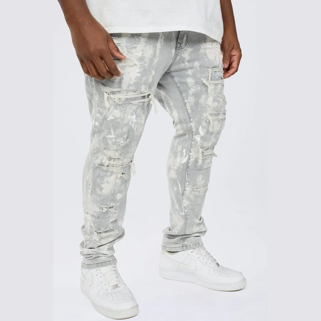 Big and Tall - Wash Heavy Rip & Repair Jeans - Confetti Grey