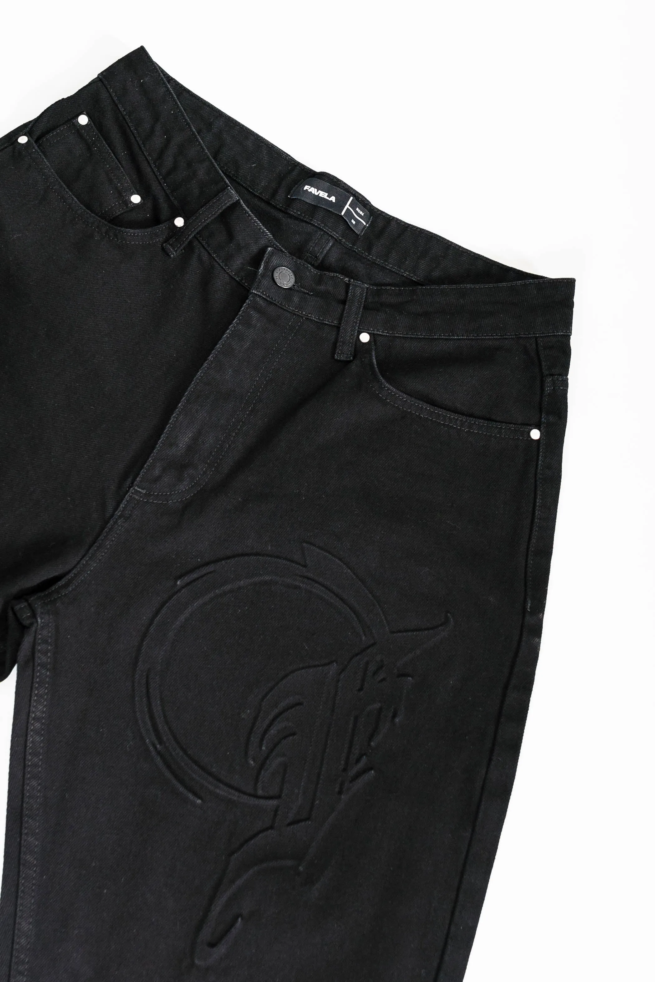 BLACK PUNCHED F DENIM