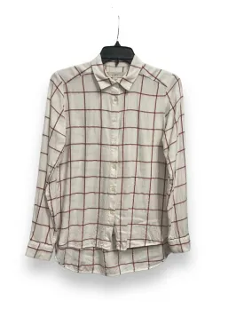 Blouse Long Sleeve By Loft In Plaid Pattern, Size: S