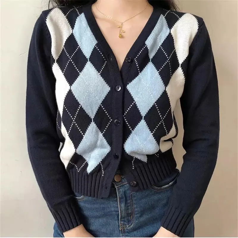 Blue Argyle Cardigan