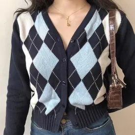 Blue Argyle Cardigan