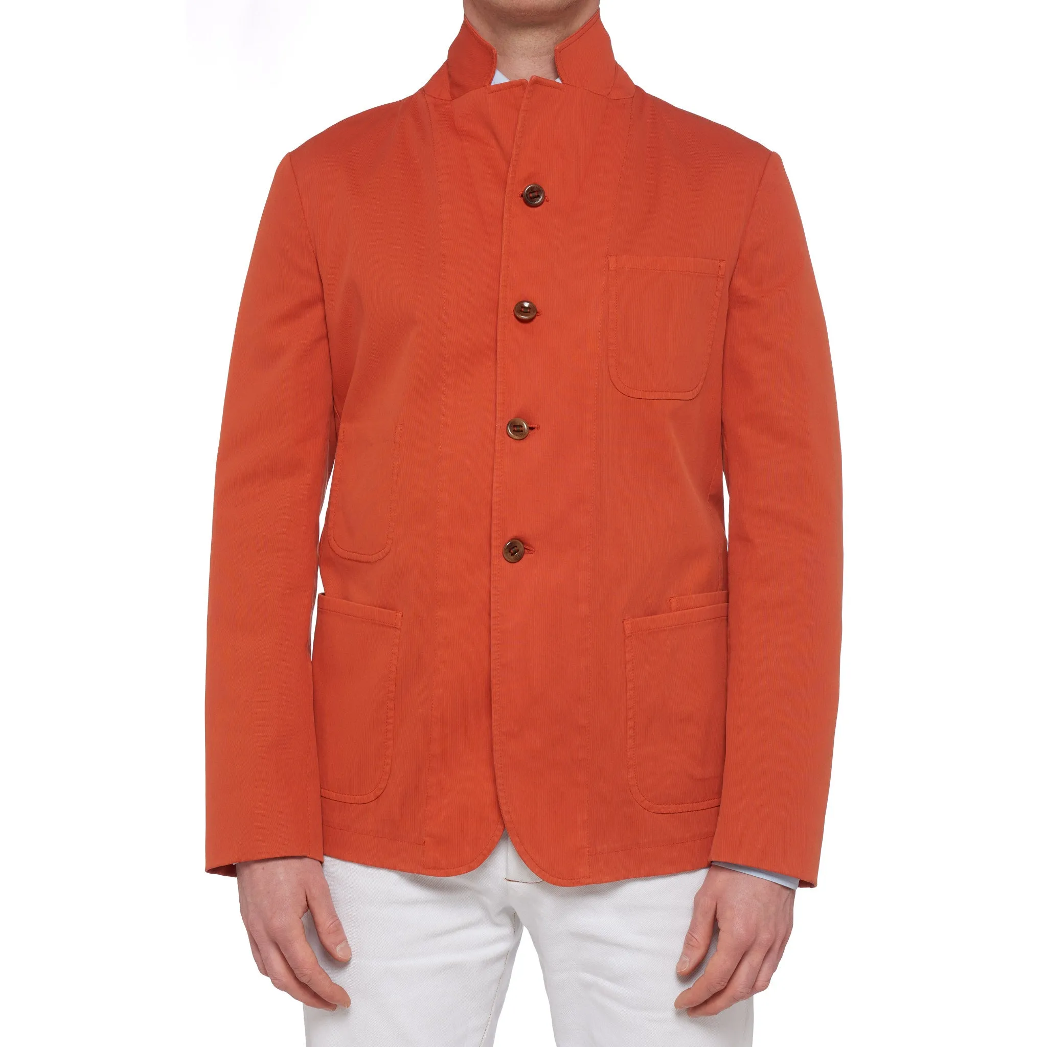 BOGLIOLI Galleria "74" Orange Cotton 4 Button Unlined Jersey Jacket 50 NEW US 40