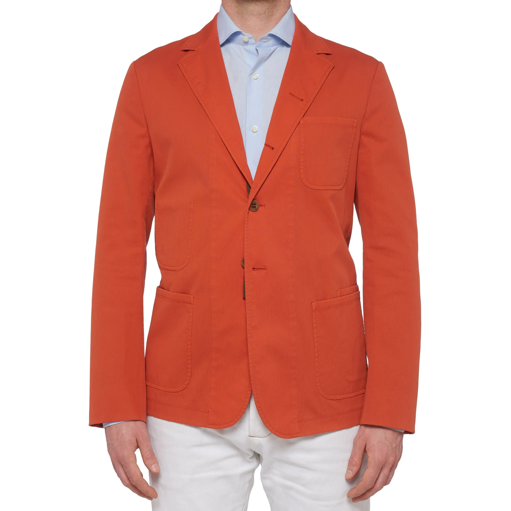 BOGLIOLI Galleria "74" Orange Cotton 4 Button Unlined Jersey Jacket 50 NEW US 40