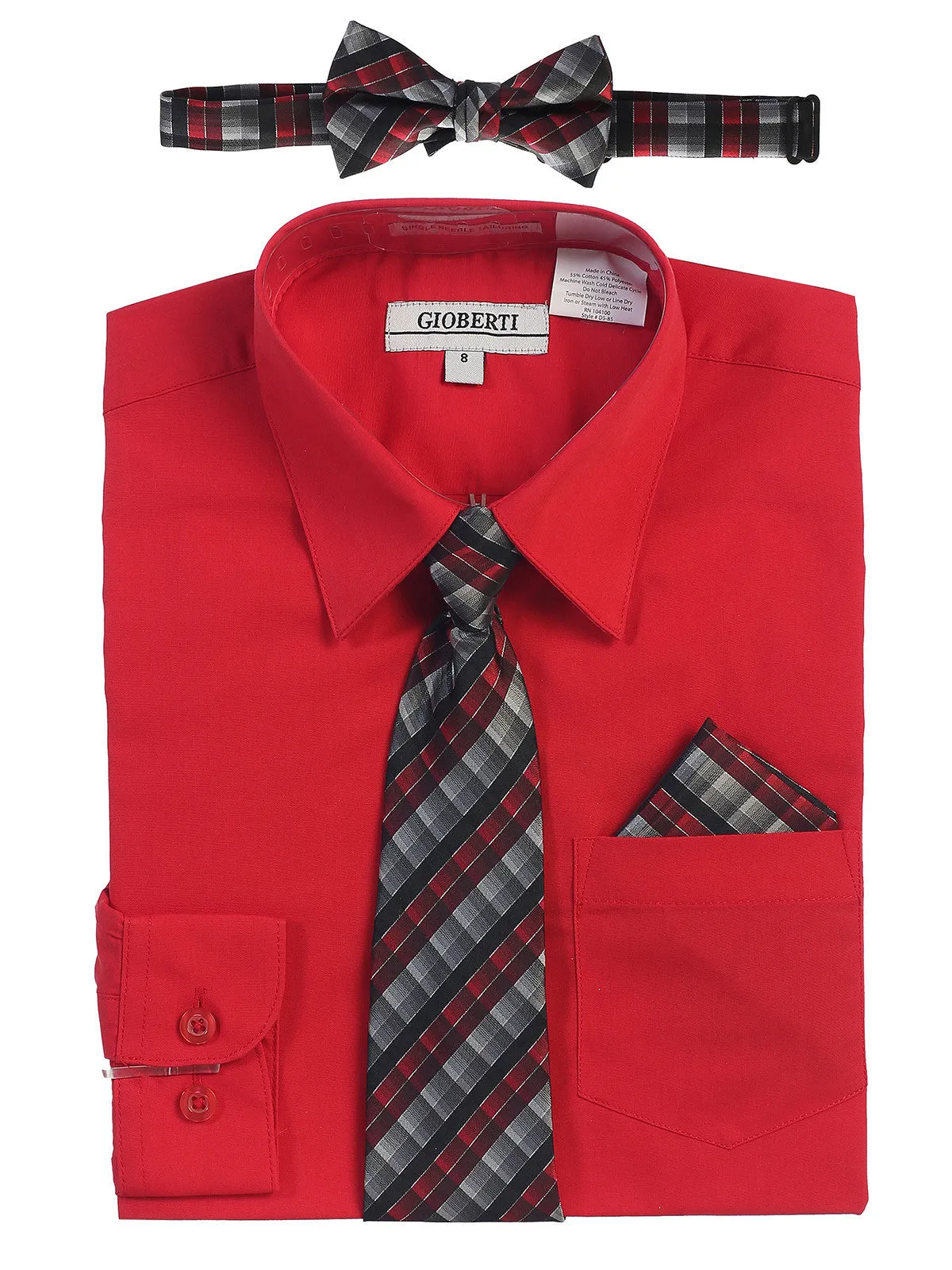 Boy's (8-18) Shirt w/ Plaid Tie Set