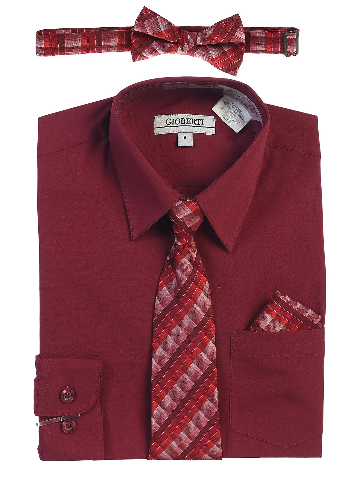 Boy's (8-18) Shirt w/ Plaid Tie Set