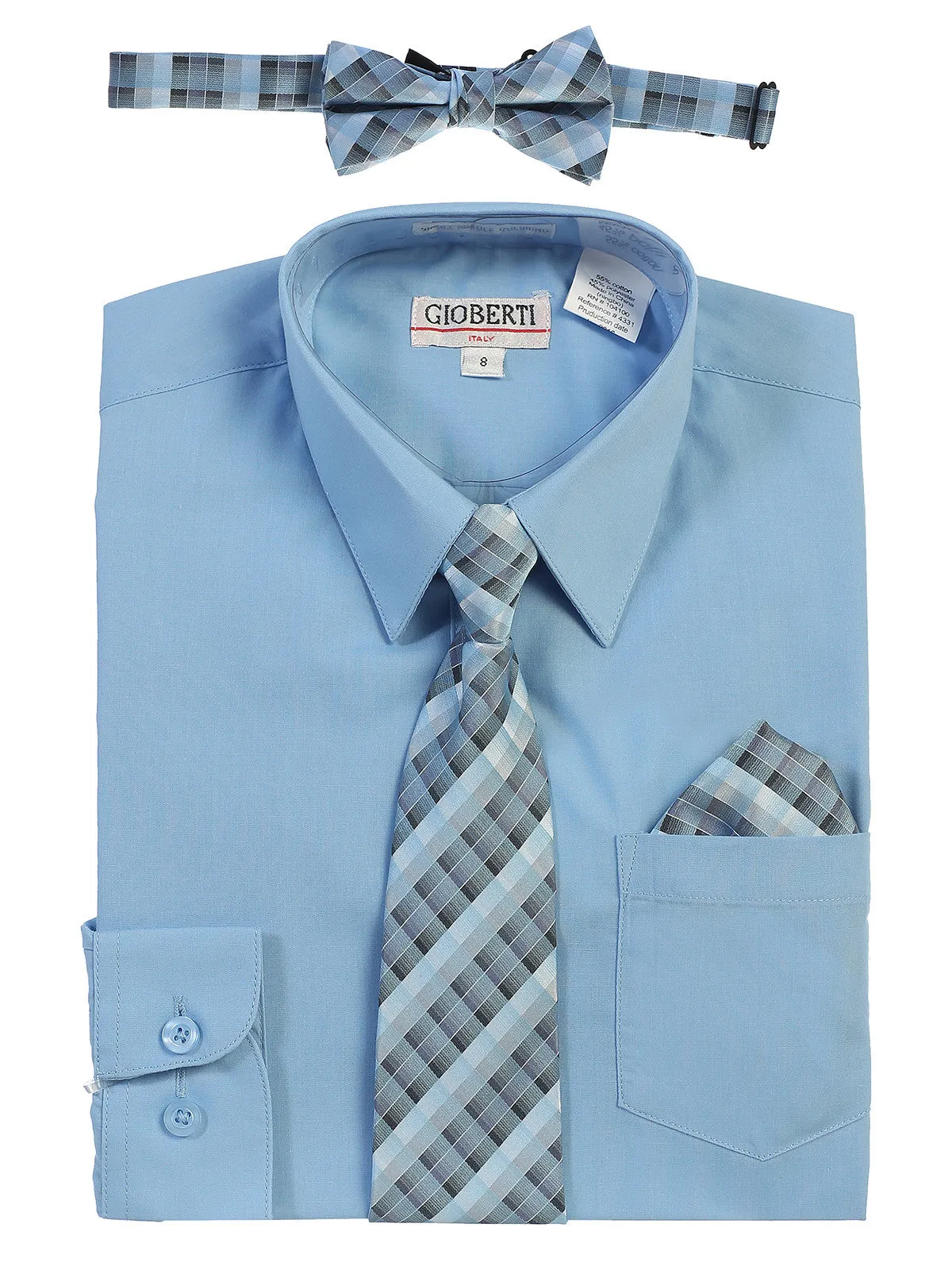 Boy's (8-18) Shirt w/ Plaid Tie Set