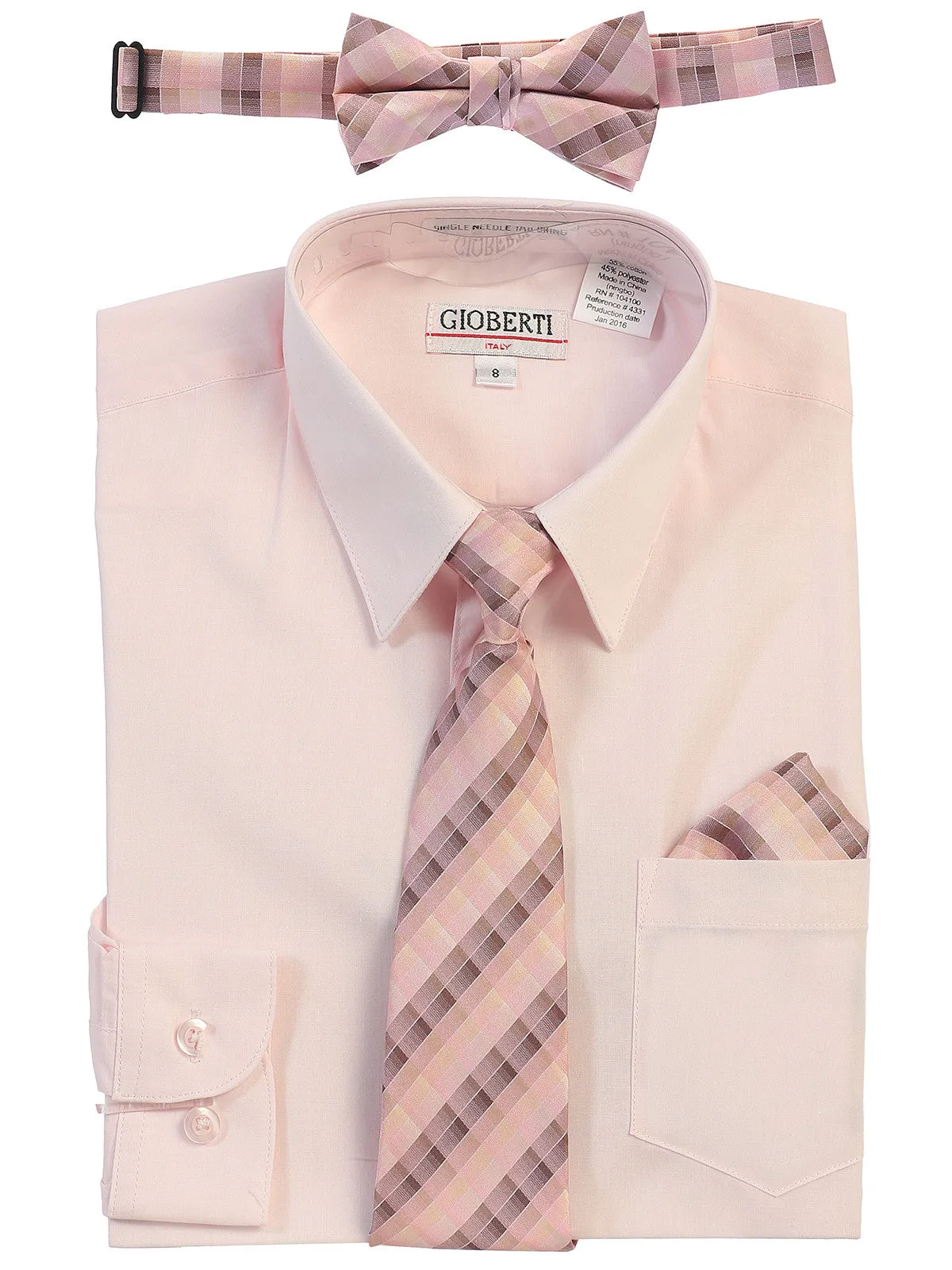 Boy's (8-18) Shirt w/ Plaid Tie Set