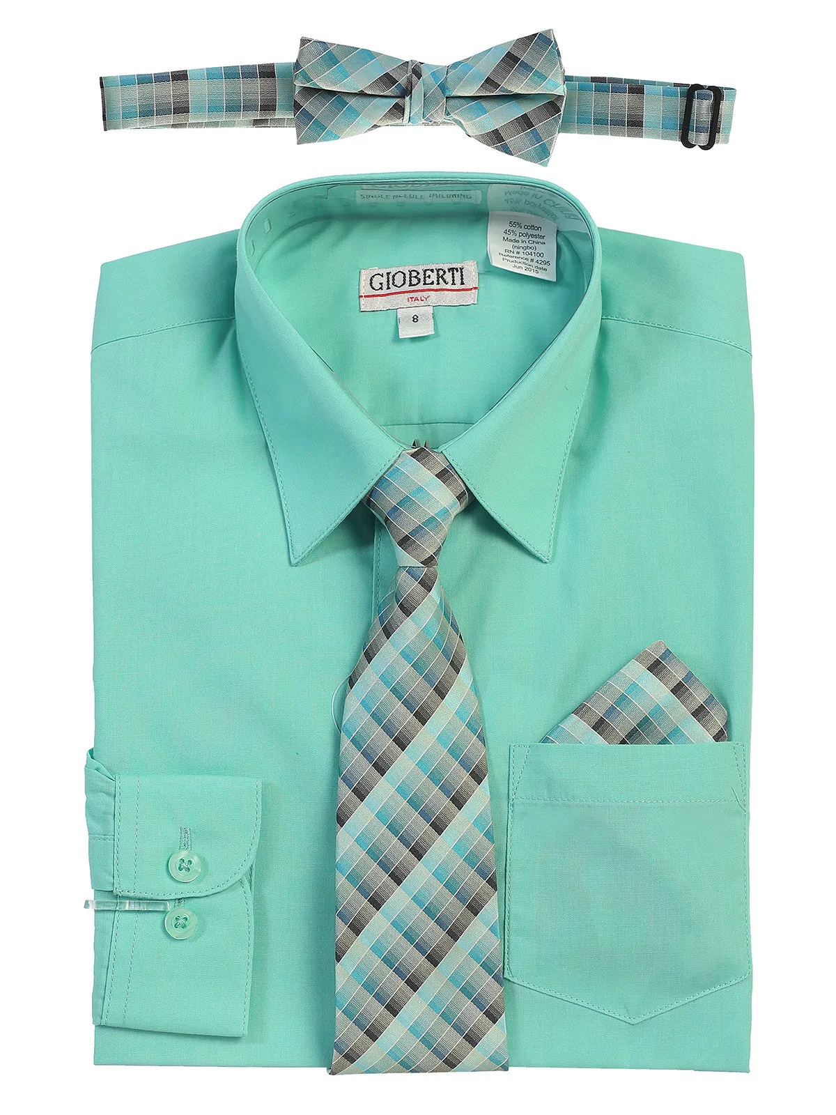 Boy's (8-18) Shirt w/ Plaid Tie Set