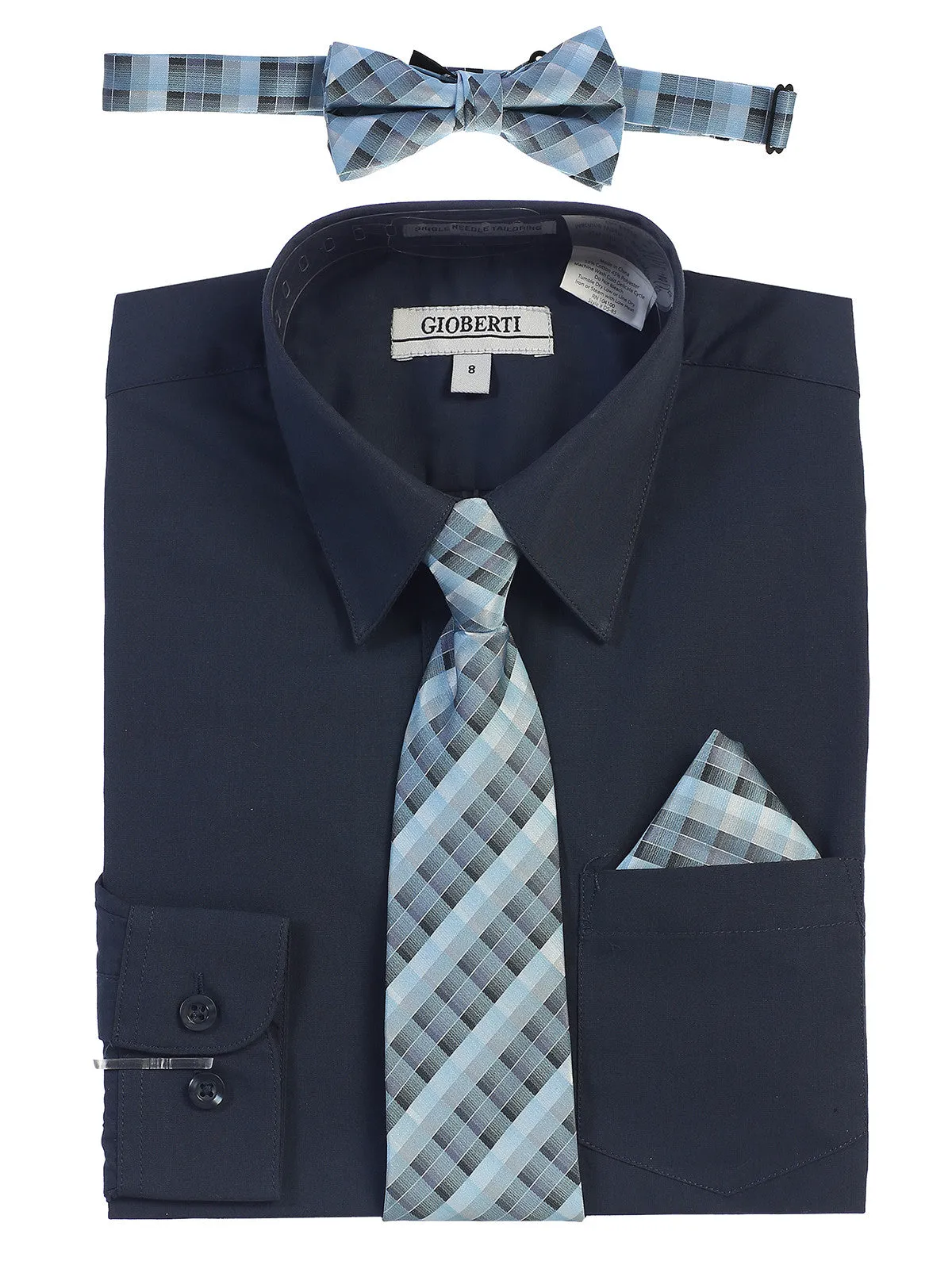 Boy's (8-18) Shirt w/ Plaid Tie Set