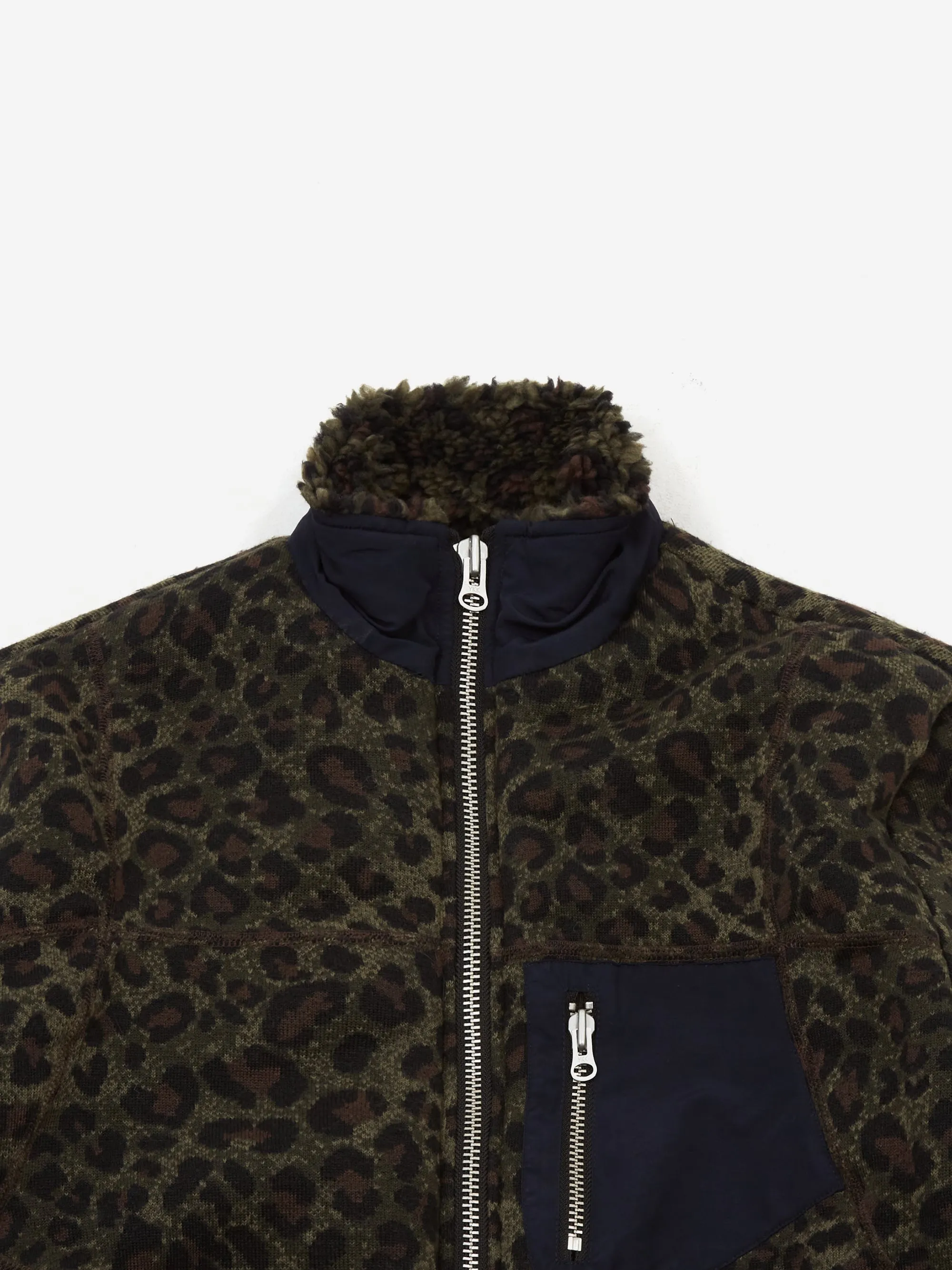 Brain Dead Leopard Reverse Sherpa Jacket W - Olive