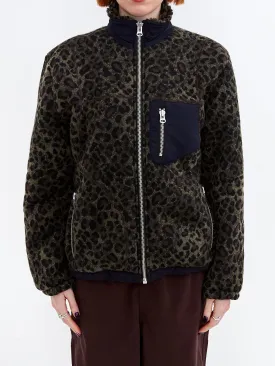 Brain Dead Leopard Reverse Sherpa Jacket W - Olive