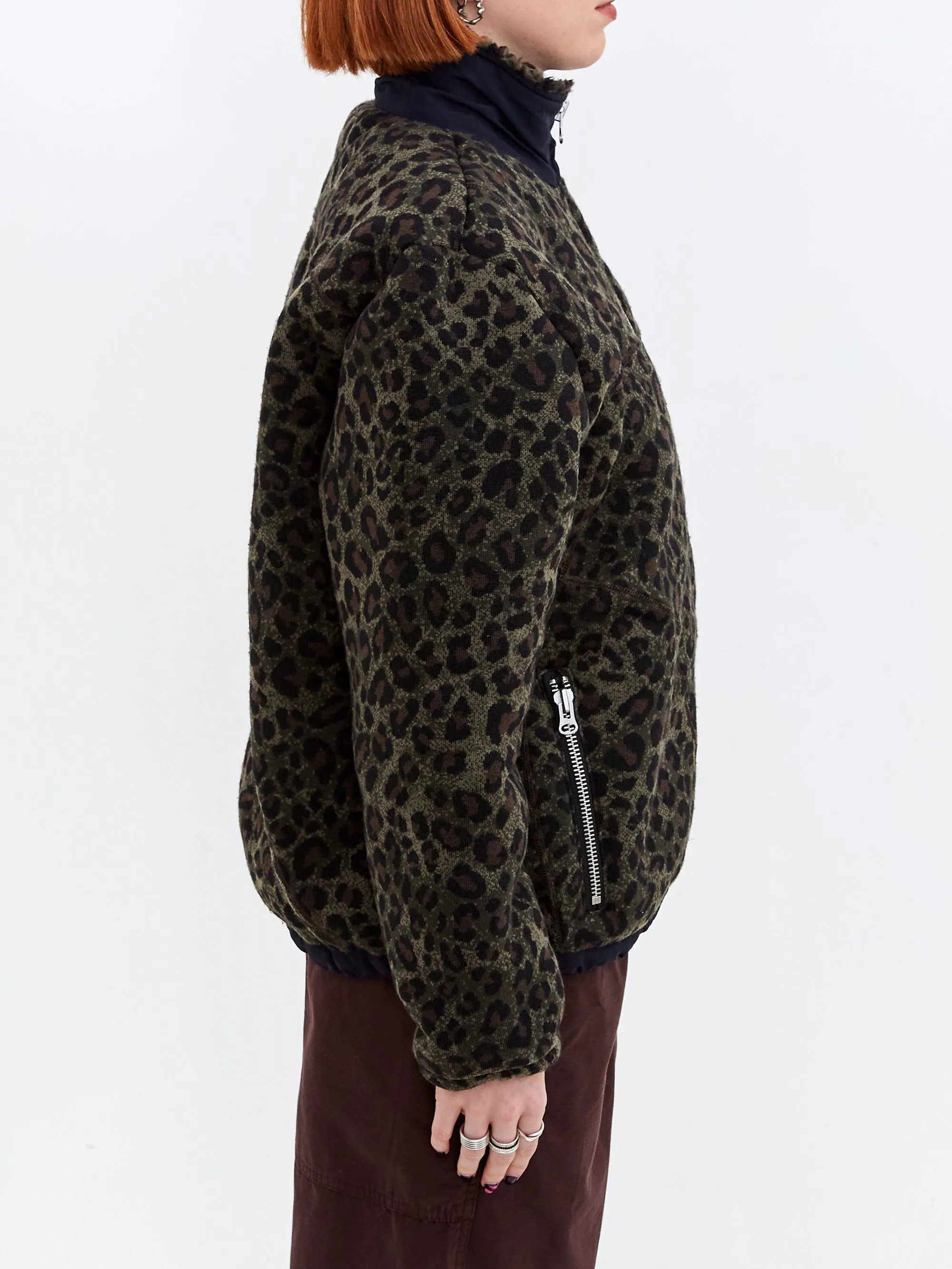 Brain Dead Leopard Reverse Sherpa Jacket W - Olive