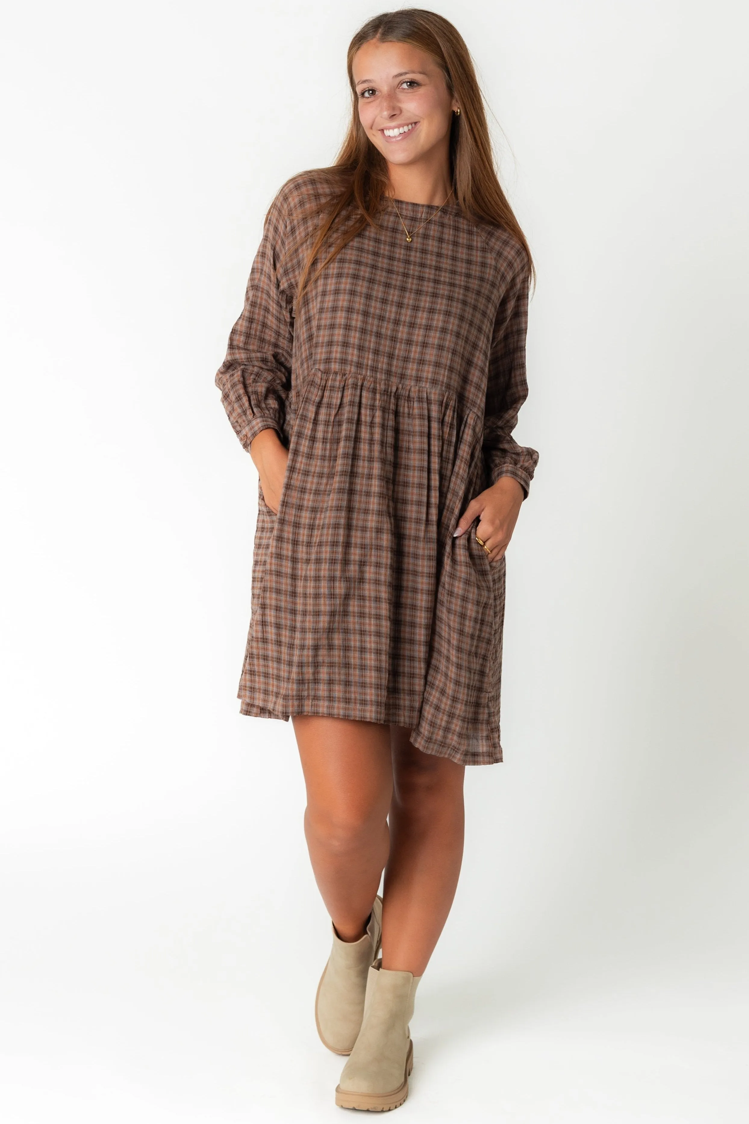 Brass & Roe Crew Plaid Dress