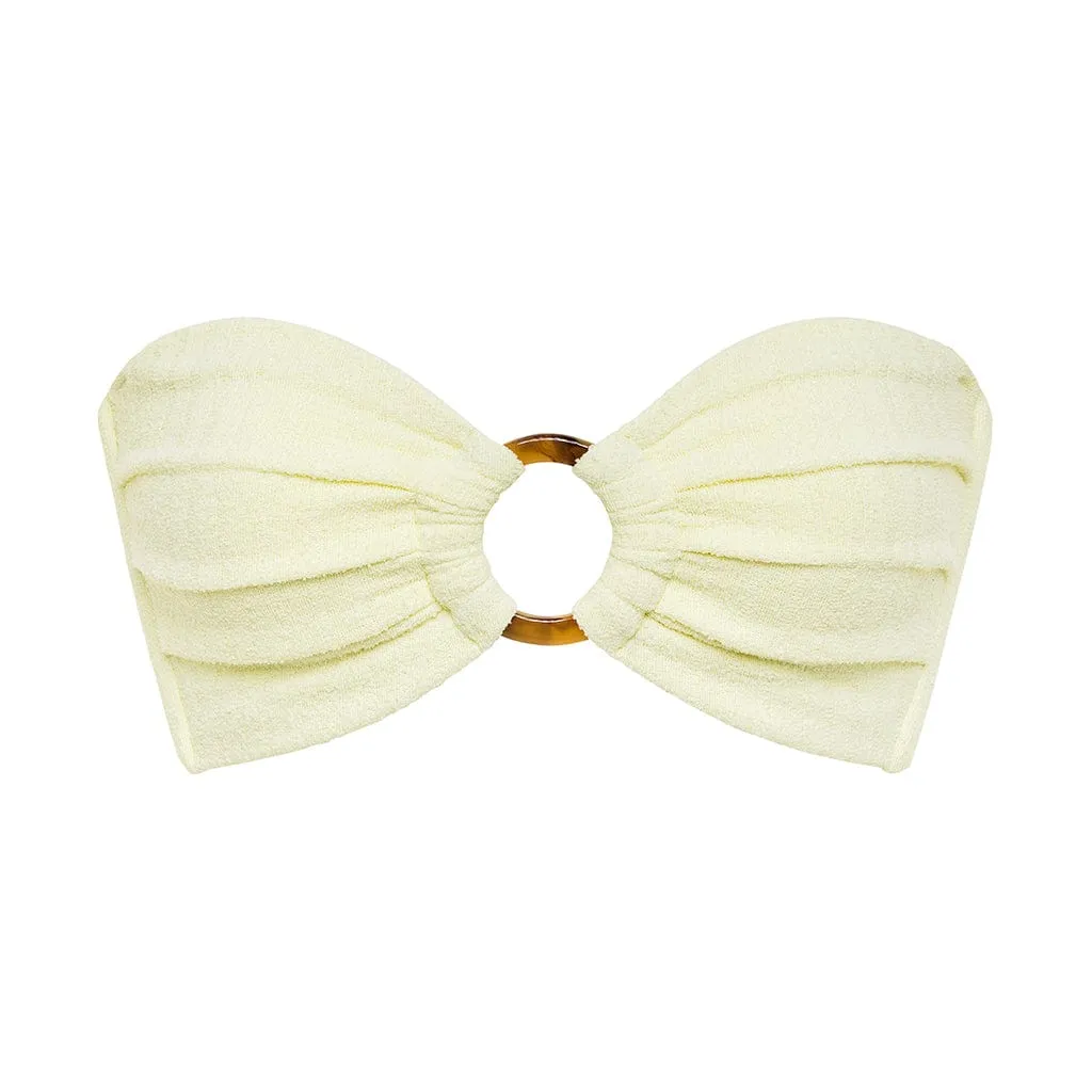 Buttercream Rib Tori Ties Bandeau Bikini Top