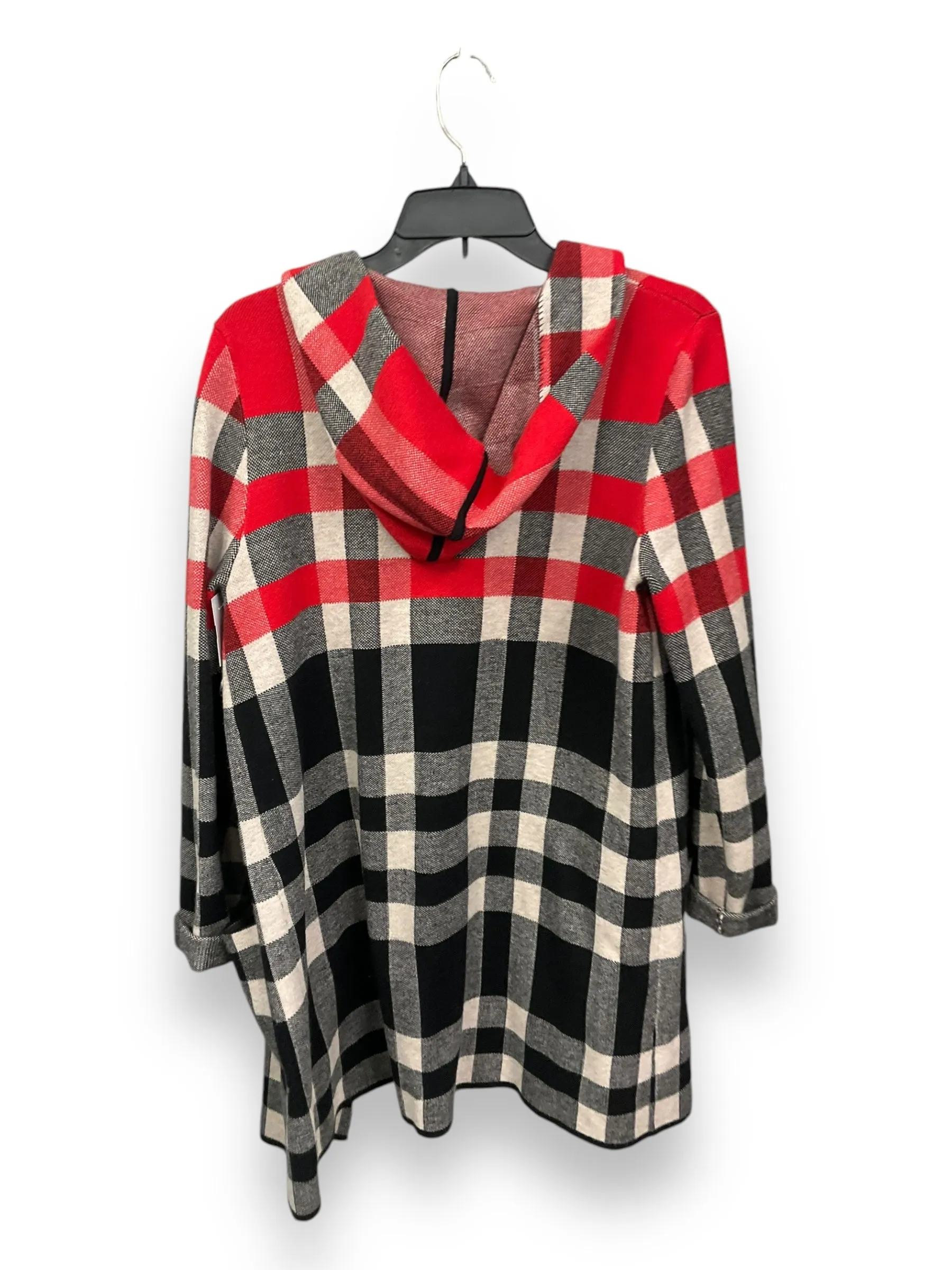 Cardigan By Tahari By Arthur Levine In Plaid Pattern, Size: L