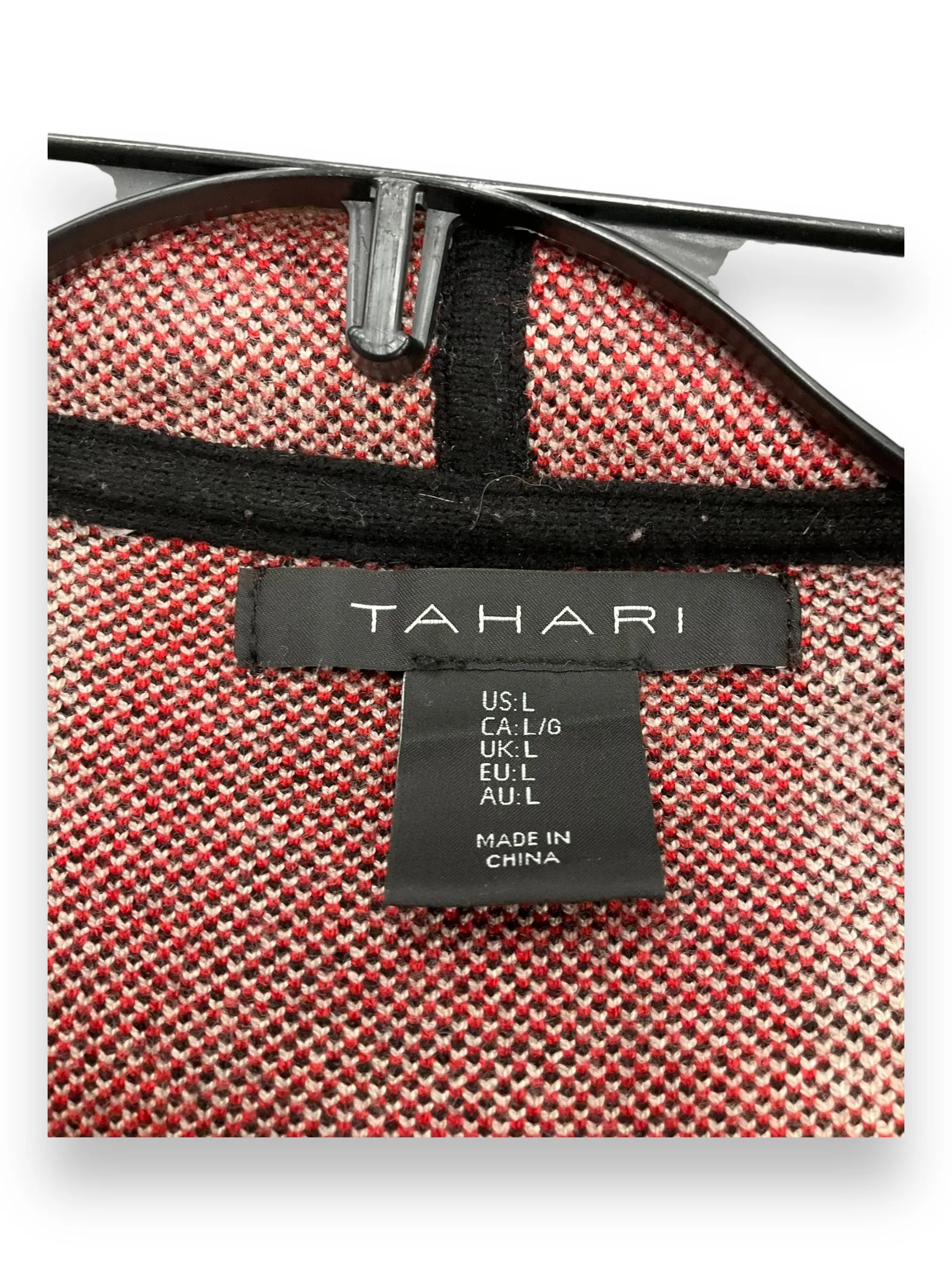 Cardigan By Tahari By Arthur Levine In Plaid Pattern, Size: L