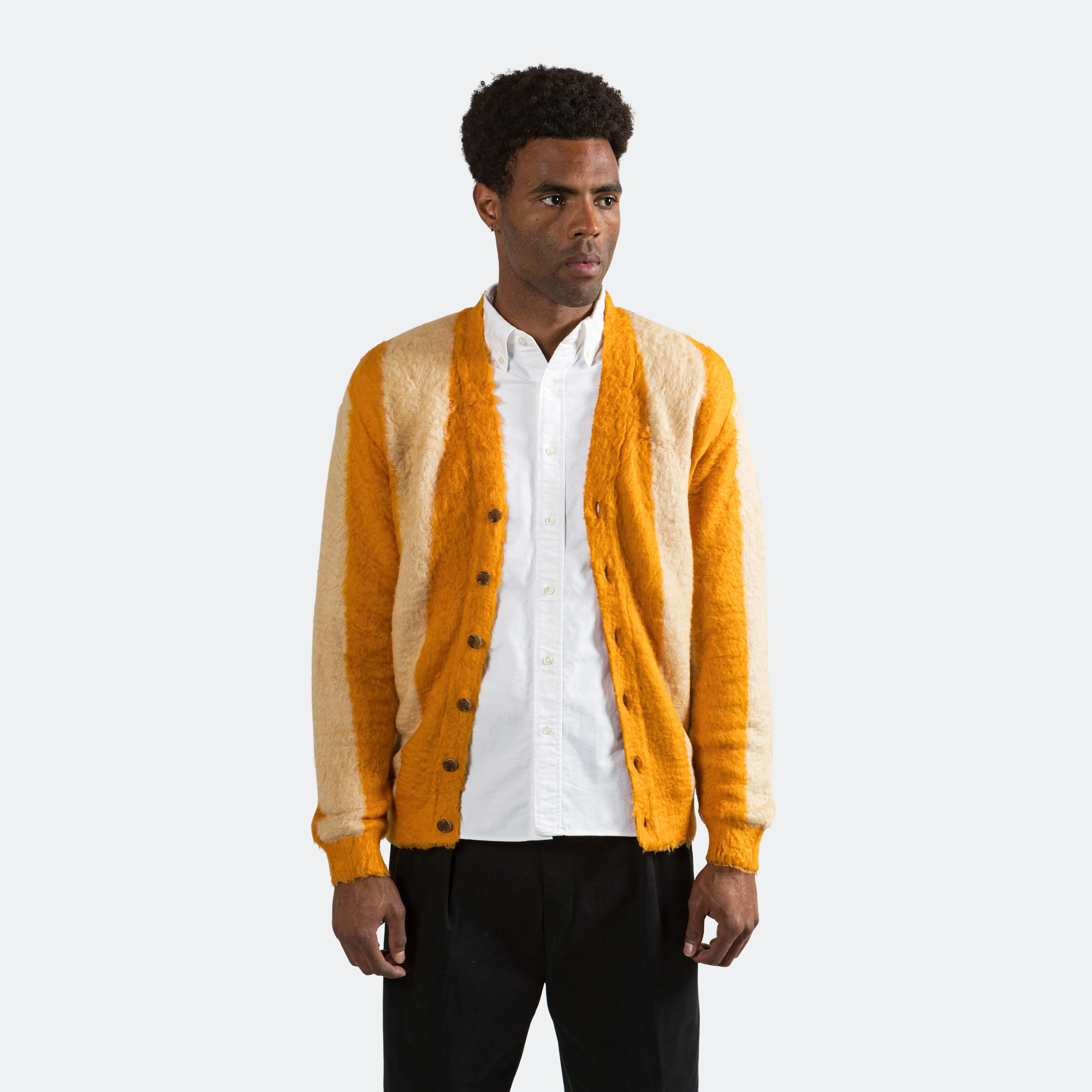 Cardigan Stripe Cotton Shaggy - Mustard