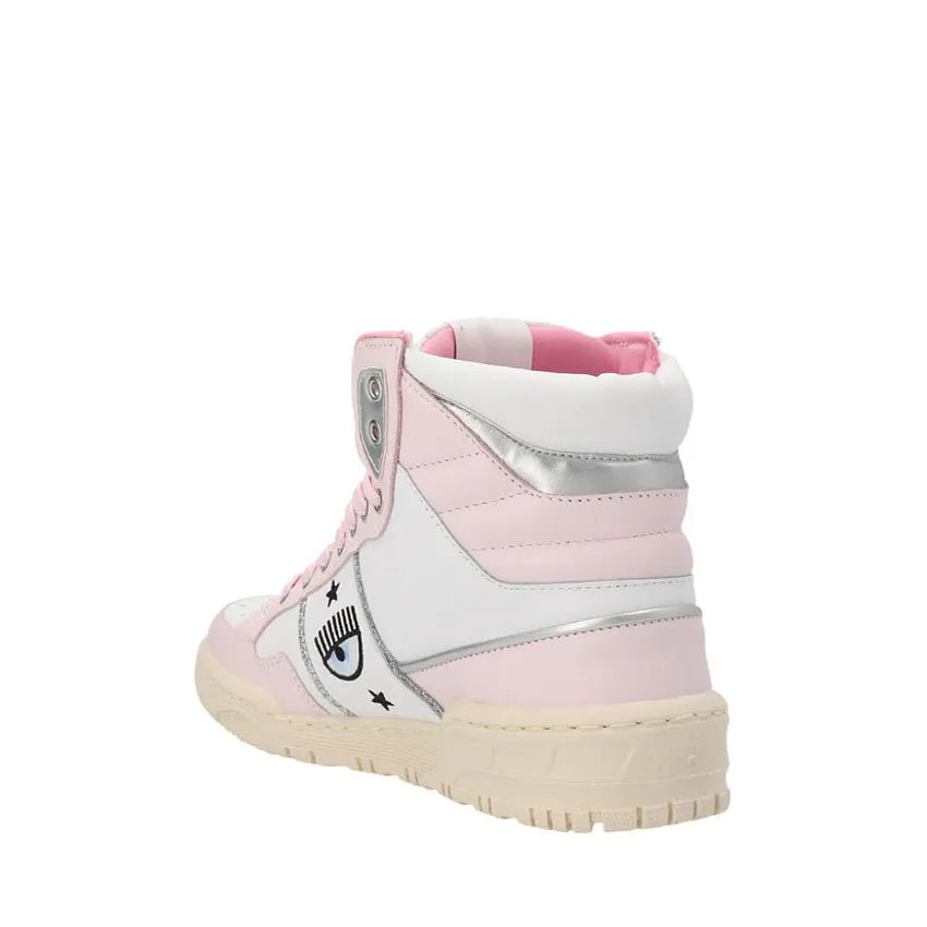 CHIARA FERRAGNI SNEAKERS CF3006 HIGH BIANCO-ROSA CHIARO