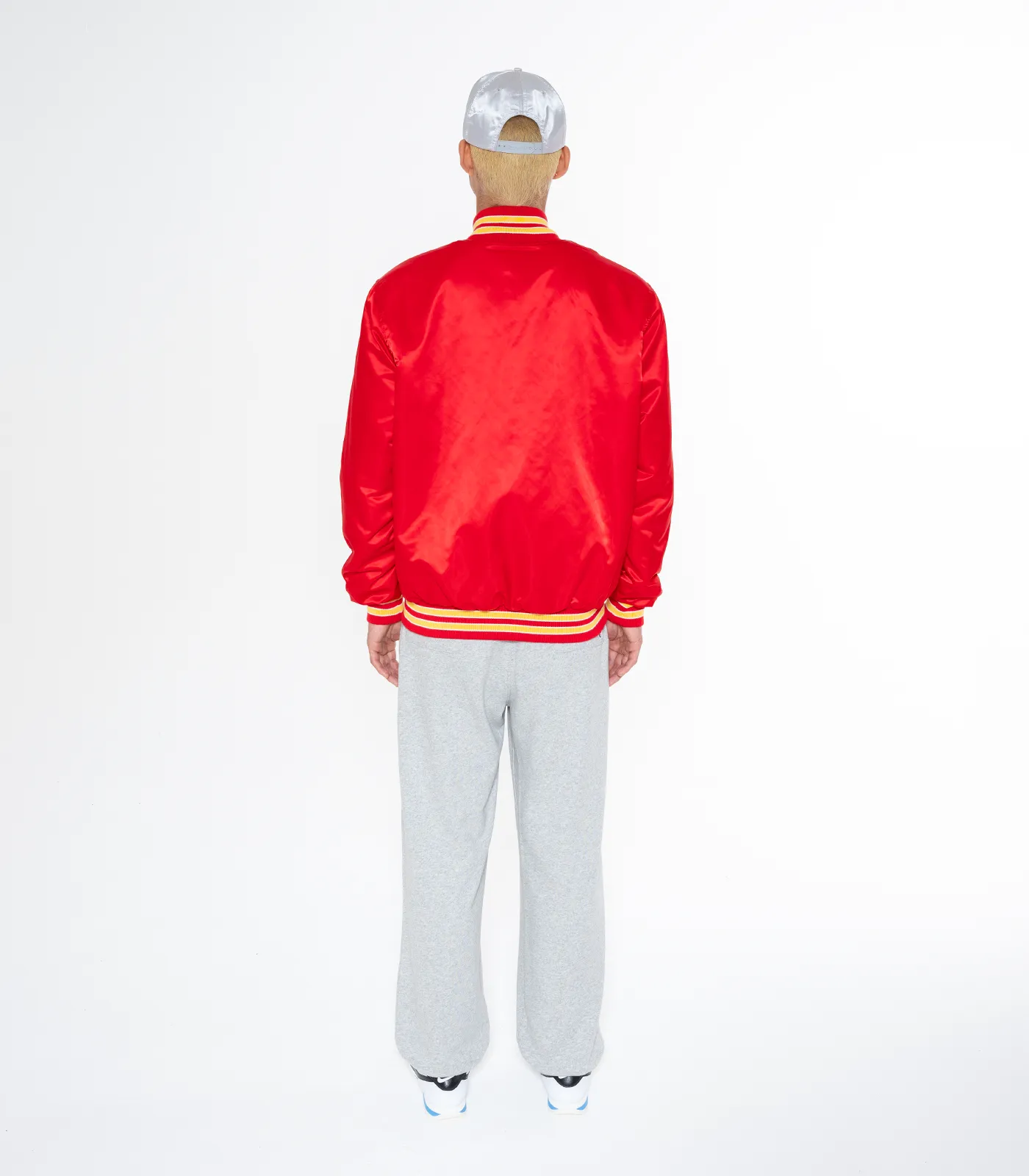 COLLEGE SATIN BOMBER - RED